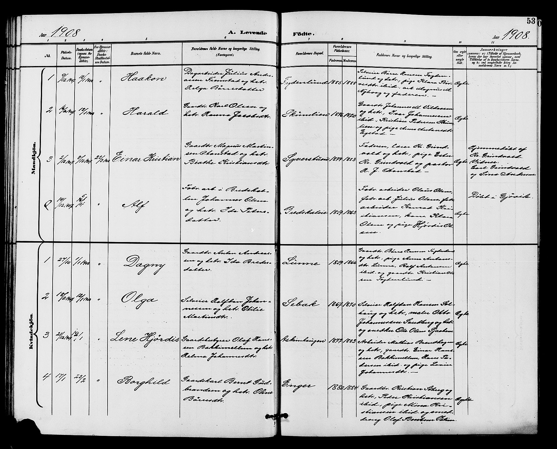 Vardal prestekontor, AV/SAH-PREST-100/H/Ha/Hab/L0011: Parish register (copy) no. 11, 1899-1913, p. 53