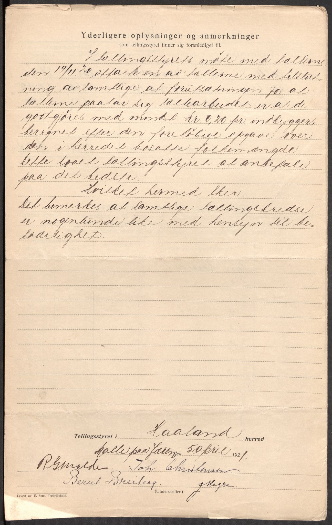 SAST, 1920 census for Håland, 1920, p. 8