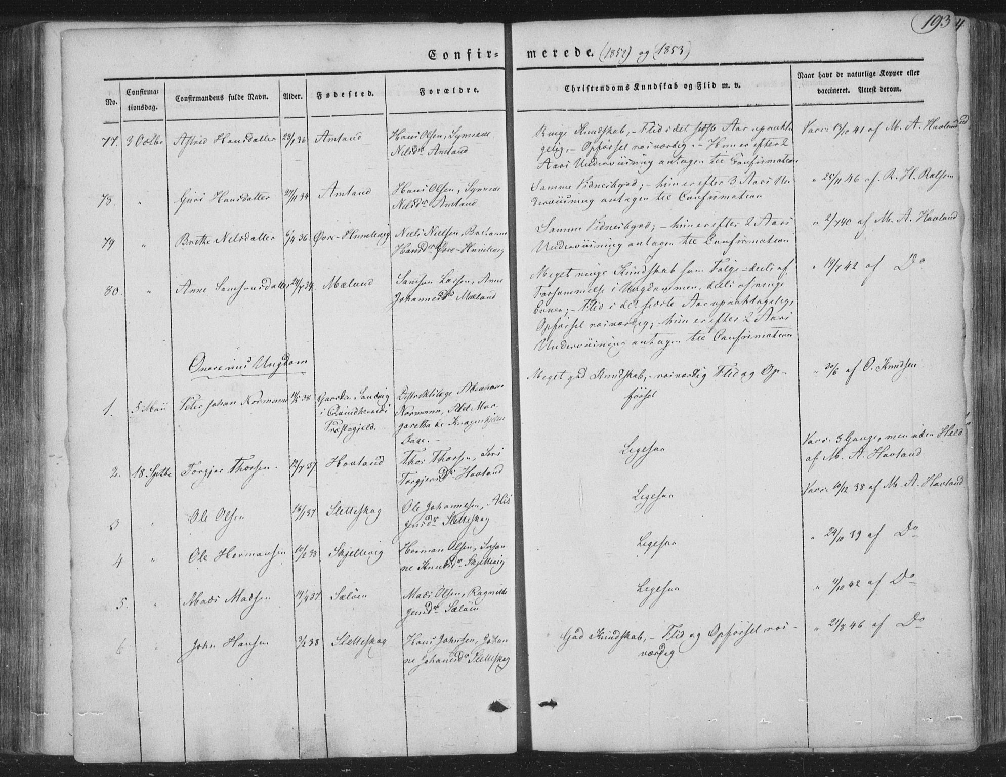 Tysnes sokneprestembete, AV/SAB-A-78601/H/Haa: Parish register (official) no. A 10, 1848-1859, p. 193