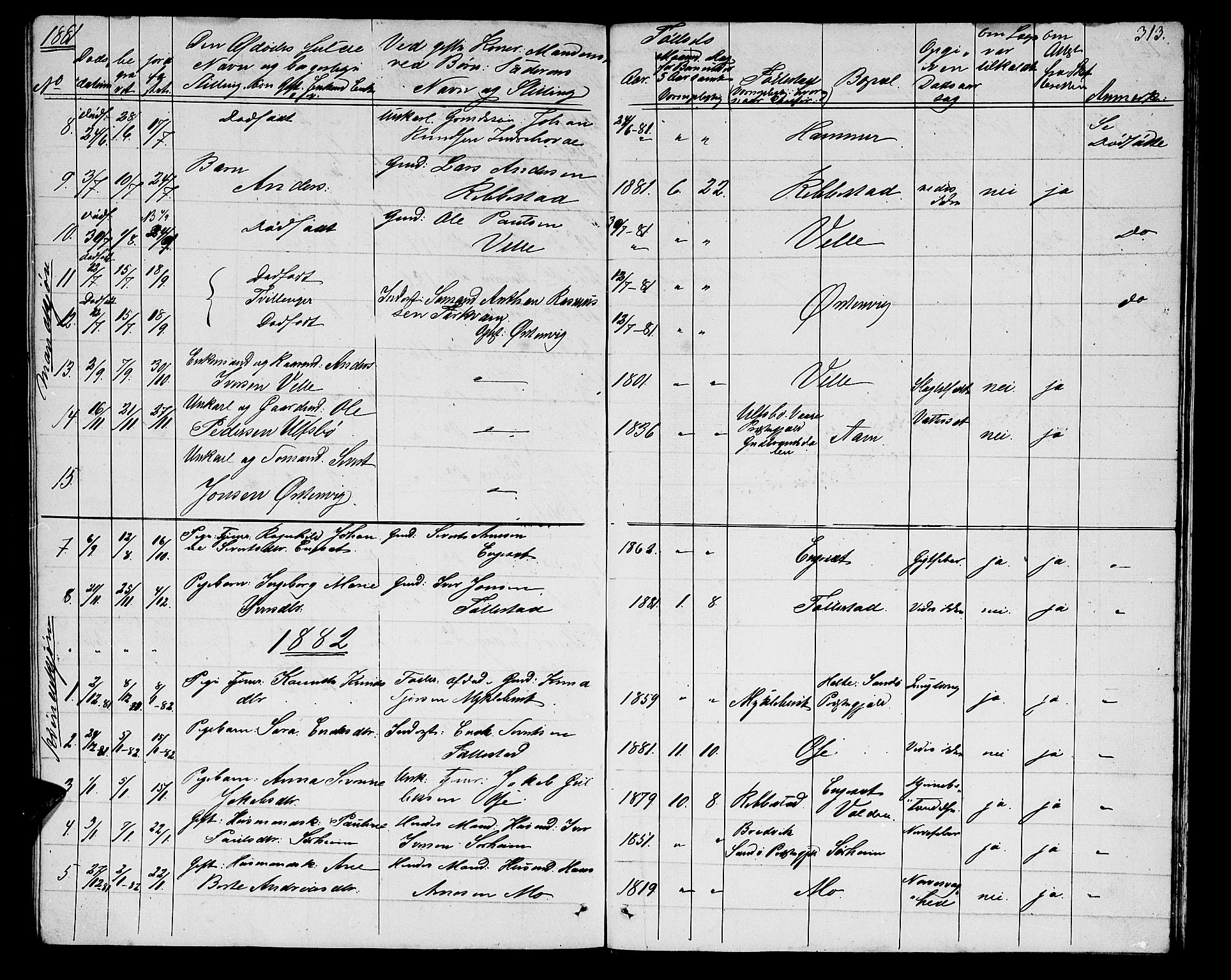 Ministerialprotokoller, klokkerbøker og fødselsregistre - Møre og Romsdal, AV/SAT-A-1454/513/L0188: Parish register (copy) no. 513C02, 1865-1882, p. 313