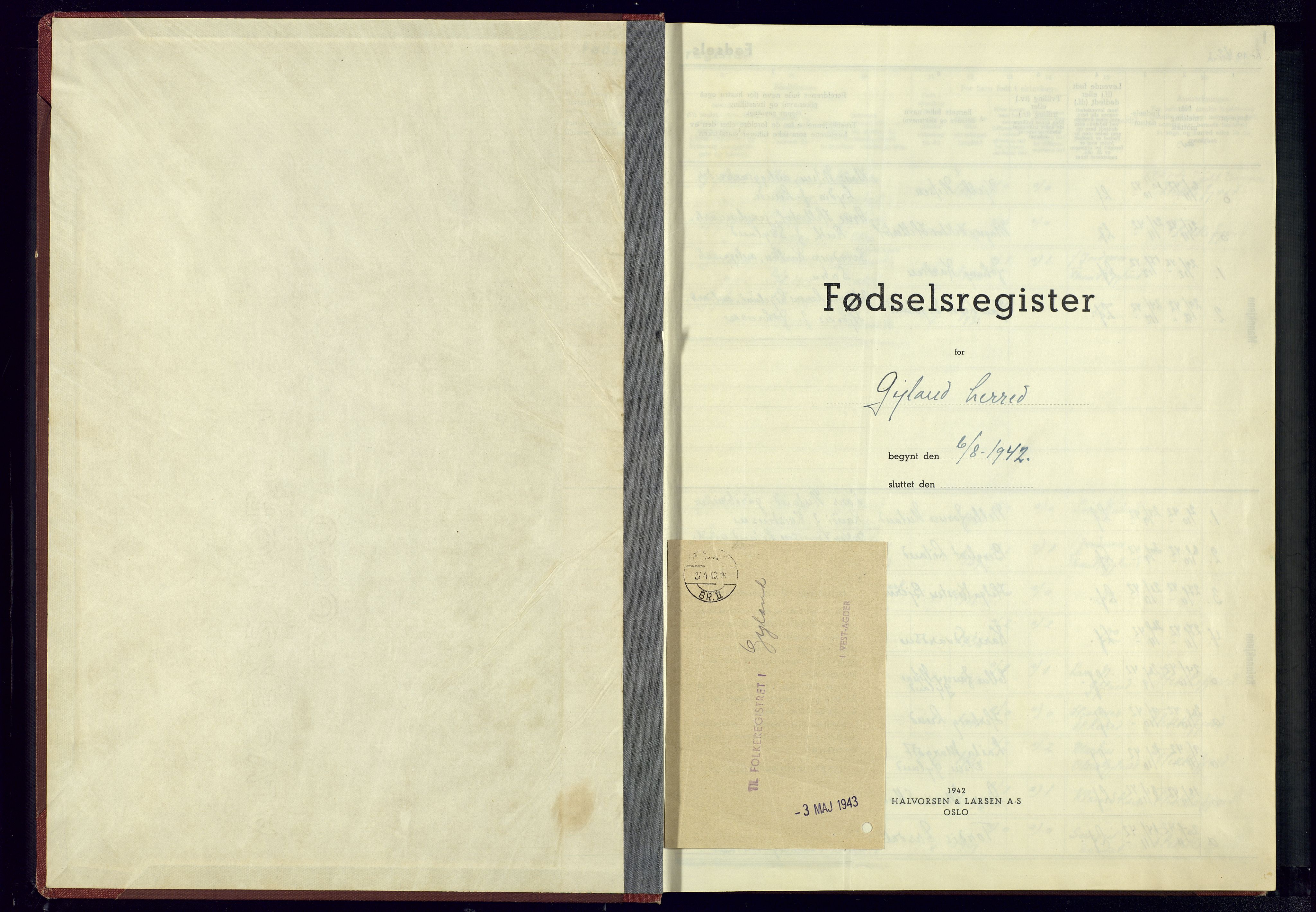 Bakke sokneprestkontor, AV/SAK-1111-0002/J/Jb/L0001: Birth register no. A-VI-12, 1942-1945