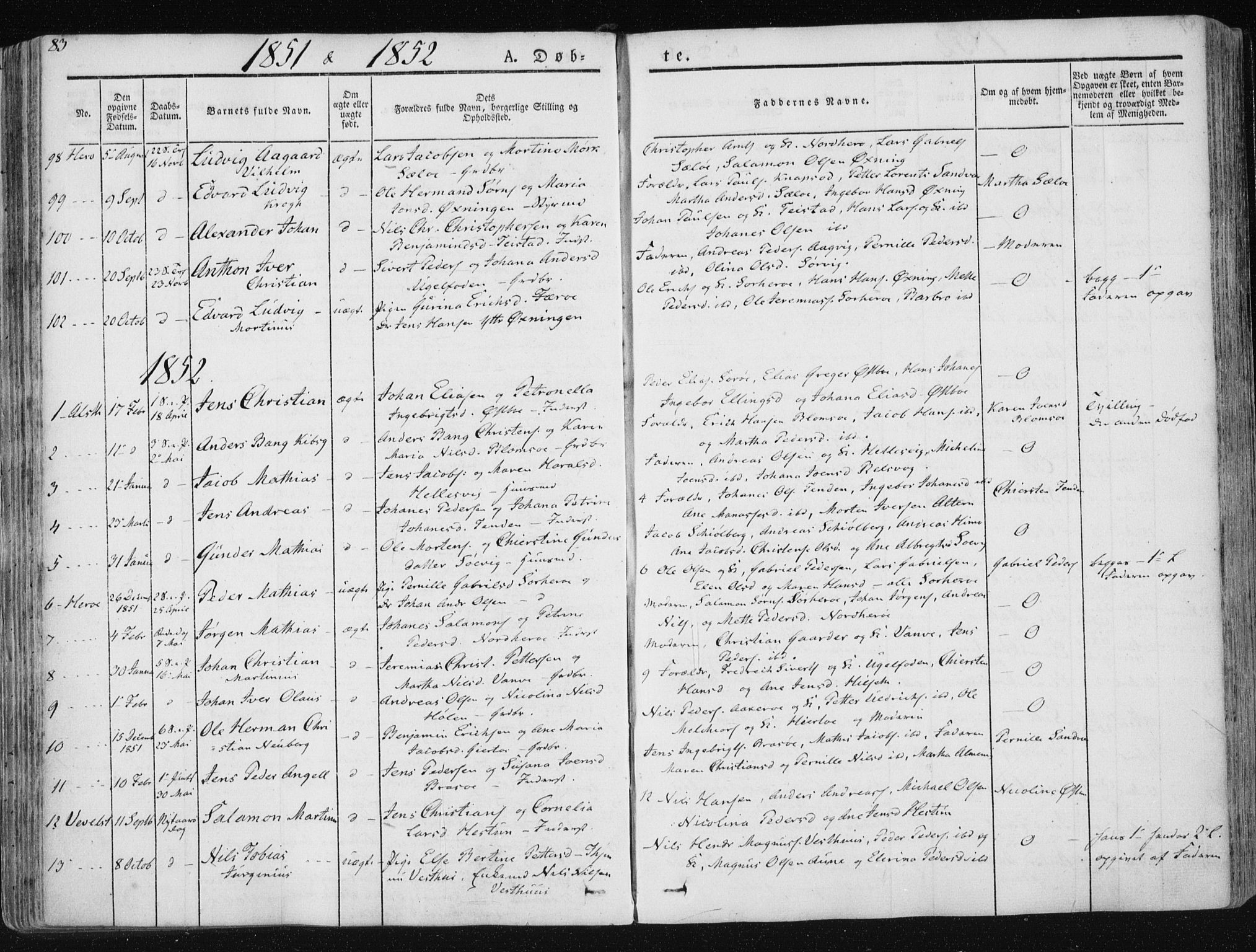 Ministerialprotokoller, klokkerbøker og fødselsregistre - Nordland, SAT/A-1459/830/L0446: Parish register (official) no. 830A10, 1831-1865, p. 83