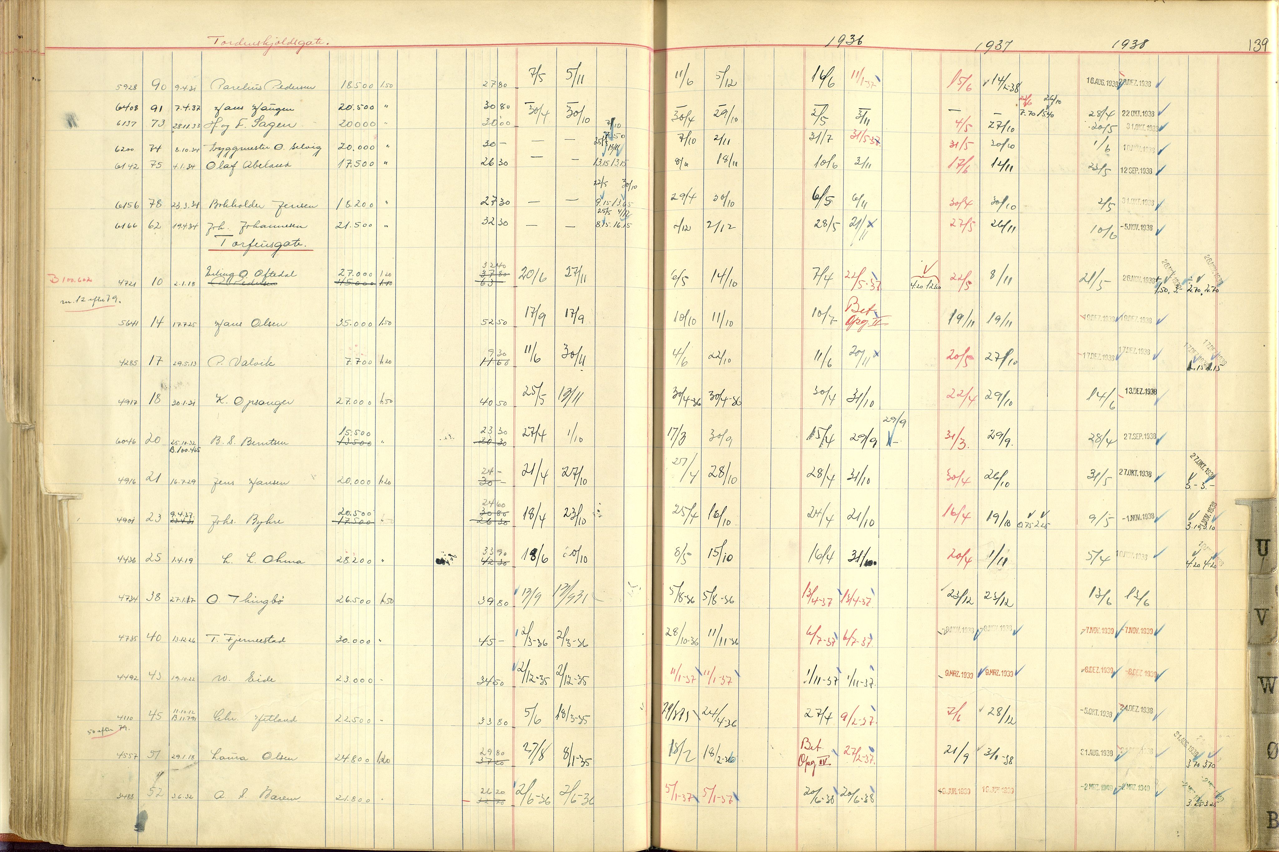 Norges Brannkasse Stavanger, AV/SAST-A-102143/F/Fc/L0005: Brannkontingentprotokoll M-Ø, 1934-1938, p. 138b-139a