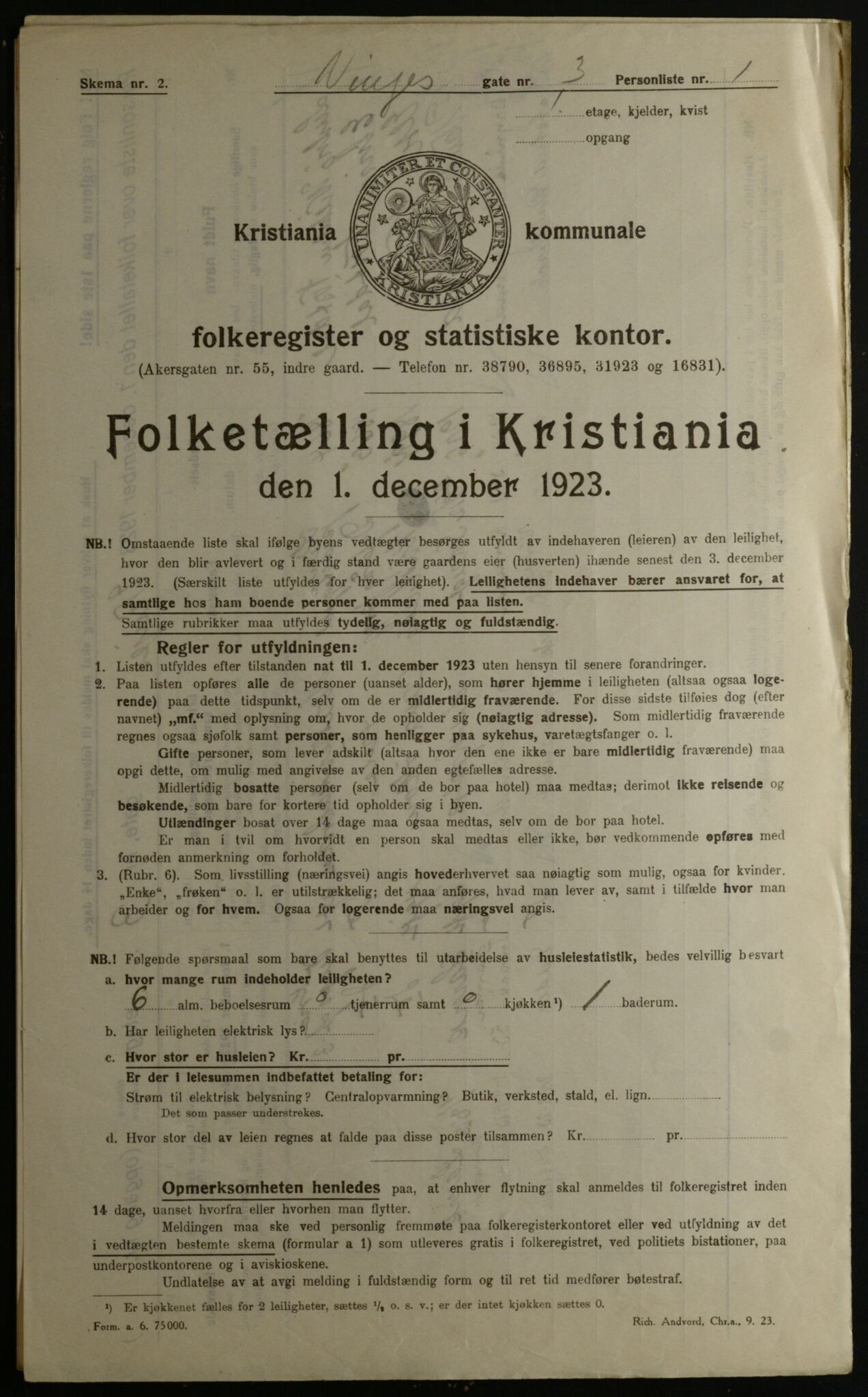 OBA, Municipal Census 1923 for Kristiania, 1923, p. 3990