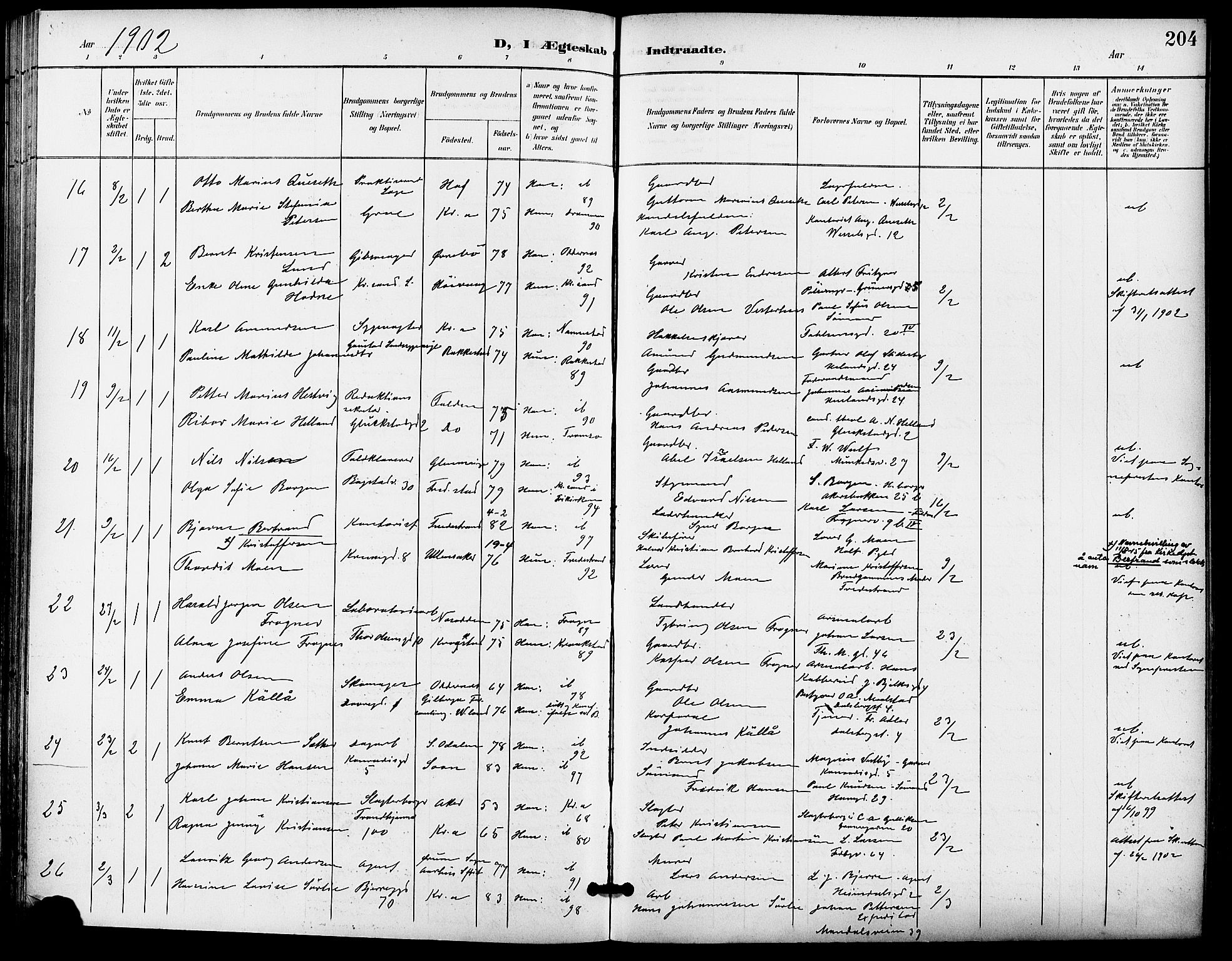 Gamle Aker prestekontor Kirkebøker, SAO/A-10617a/F/L0012: Parish register (official) no. 12, 1898-1910, p. 204