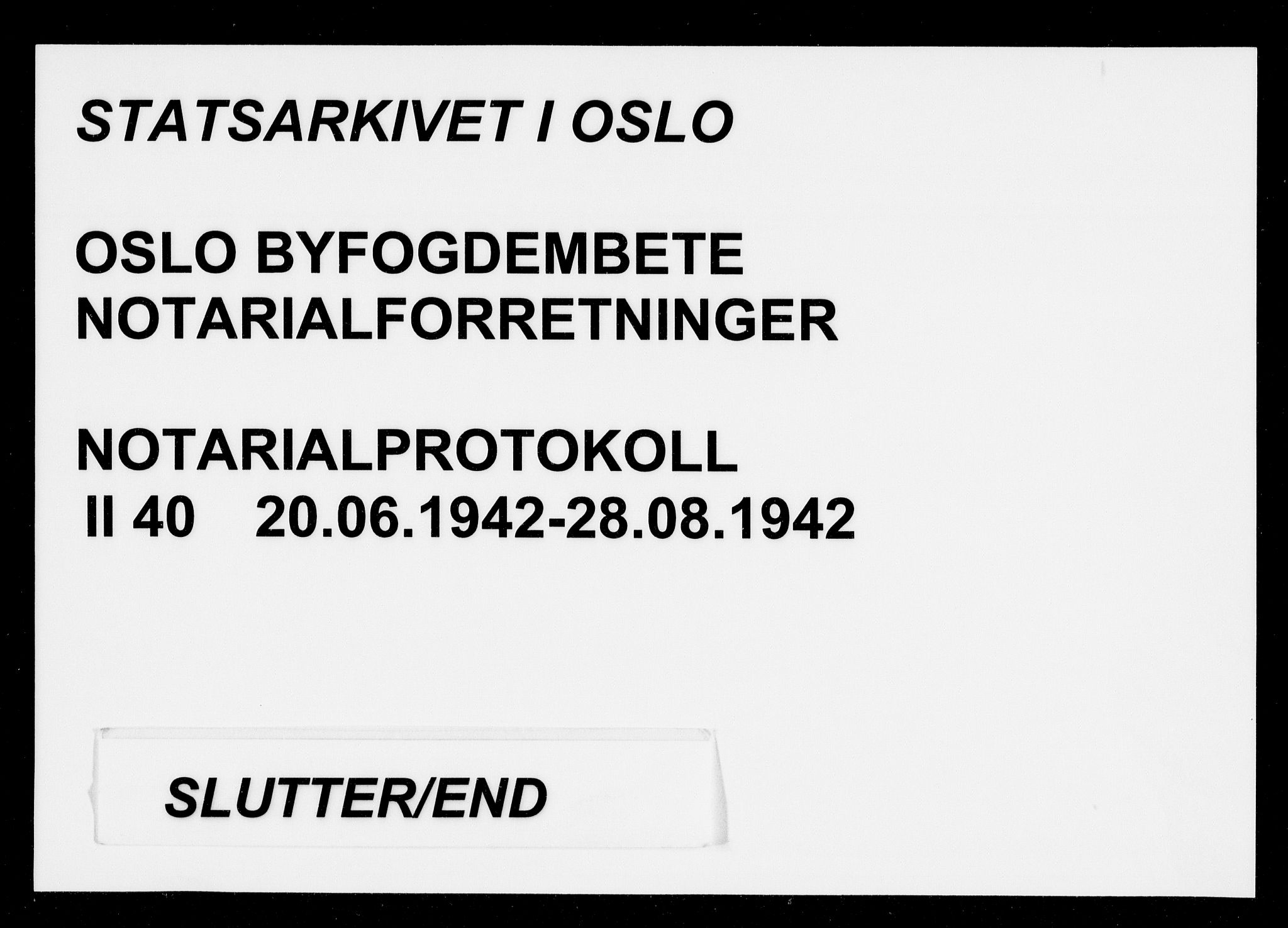 Oslo byfogd avd. I, SAO/A-10220/L/Lb/Lbb/L0040: Notarialprotokoll, rekke II: Vigsler, 1942