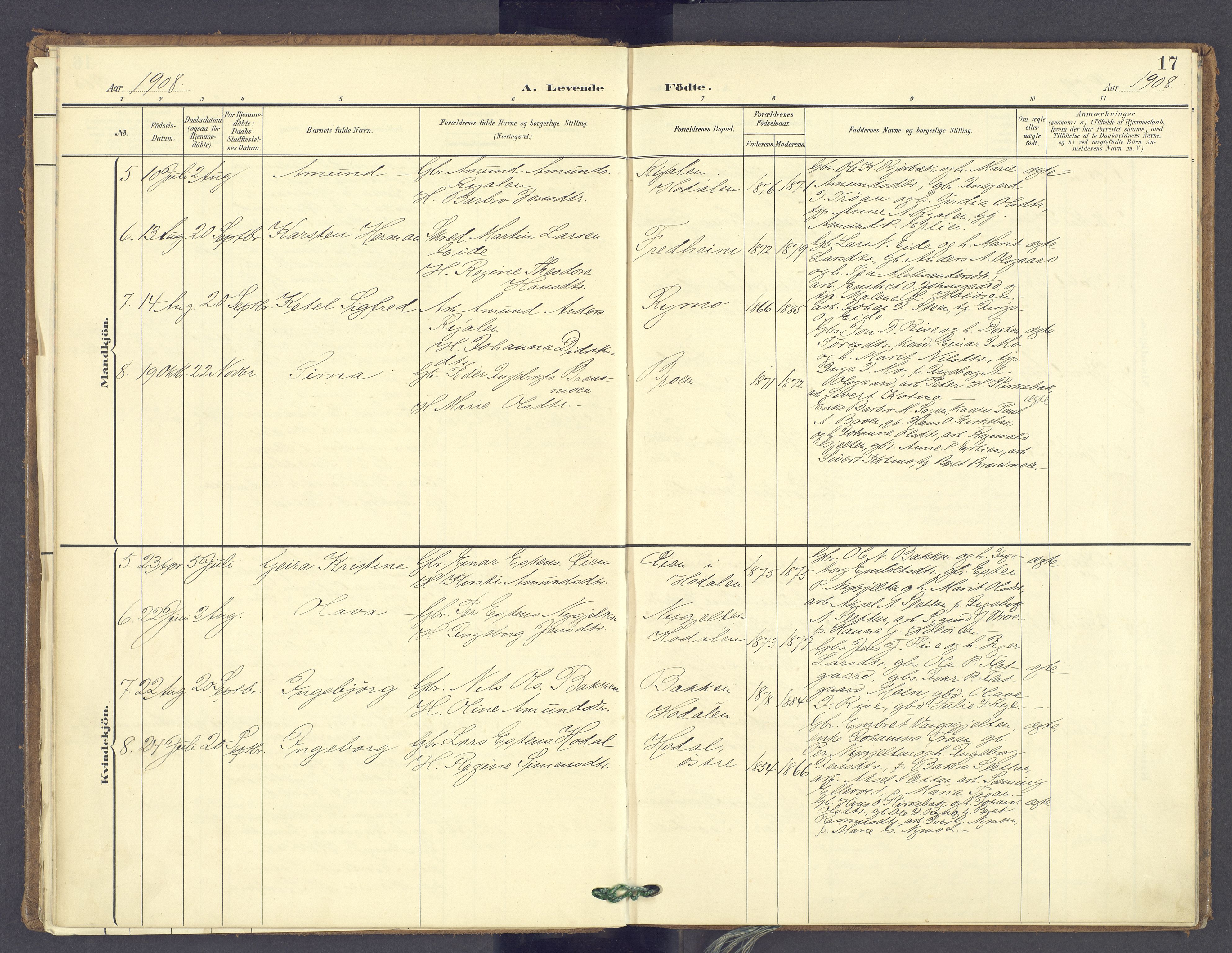 Tolga prestekontor, AV/SAH-PREST-062/K/L0014: Parish register (official) no. 14, 1903-1929, p. 17