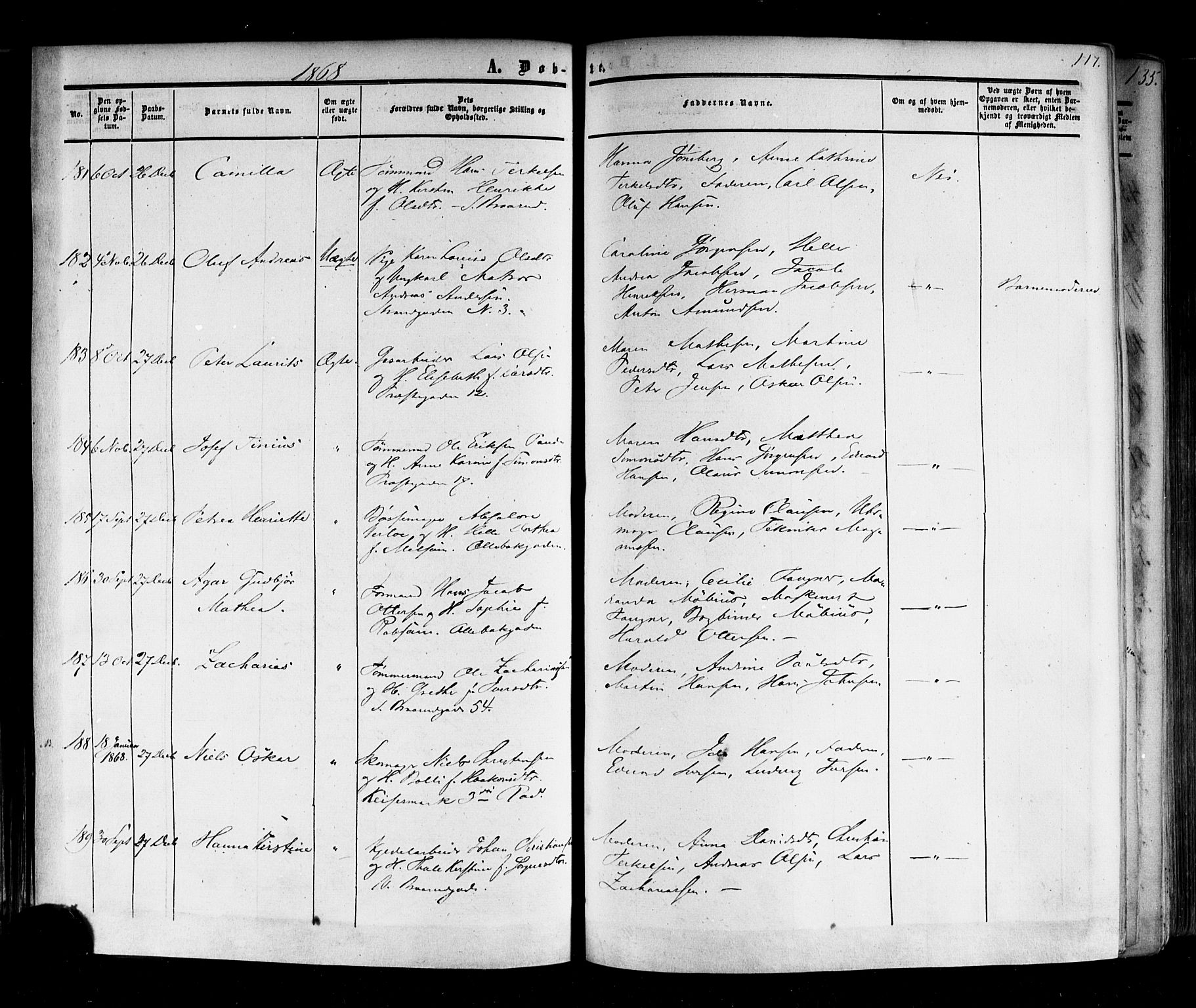 Horten kirkebøker, AV/SAKO-A-348/F/Fa/L0001: Parish register (official) no. 1, 1855-1871, p. 117