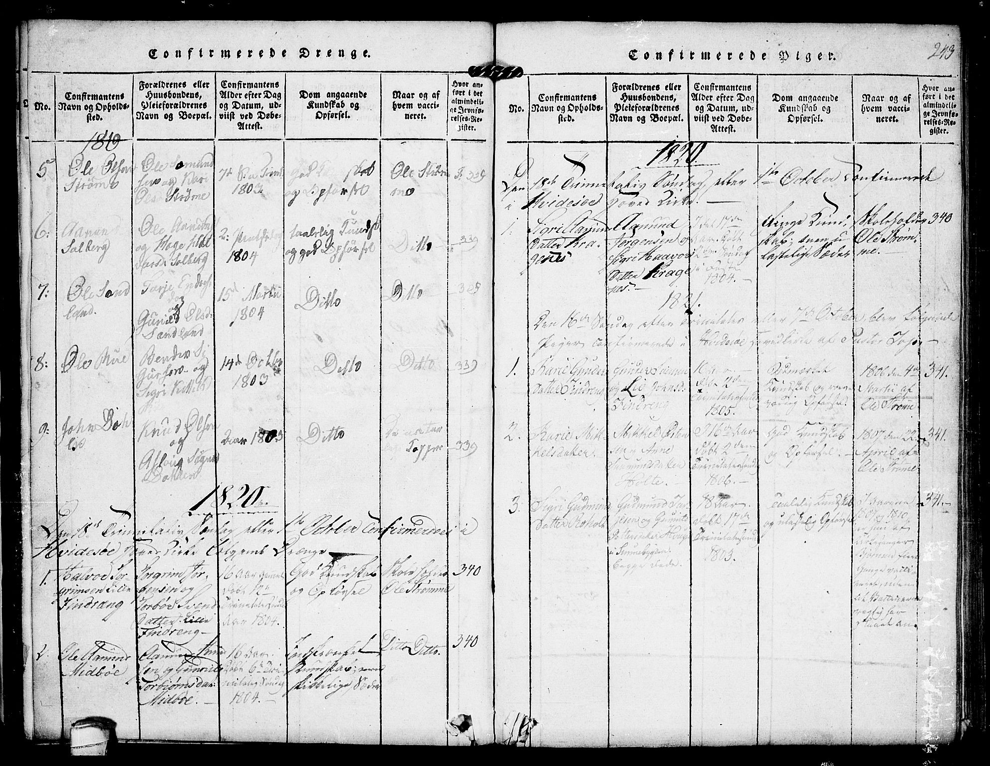 Kviteseid kirkebøker, SAKO/A-276/F/Fc/L0001: Parish register (official) no. III 1, 1815-1836, p. 243