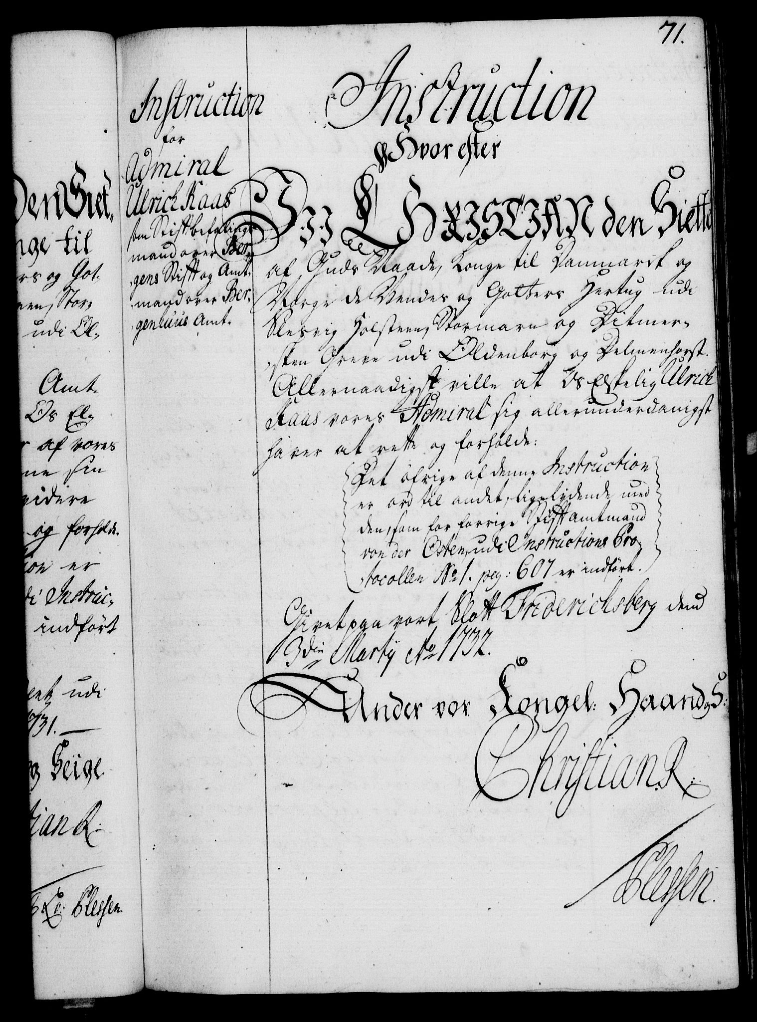 Rentekammeret, Kammerkanselliet, RA/EA-3111/G/Gg/Ggi/L0002: Norsk instruksjonsprotokoll med register (merket RK 53.35), 1729-1751, p. 71