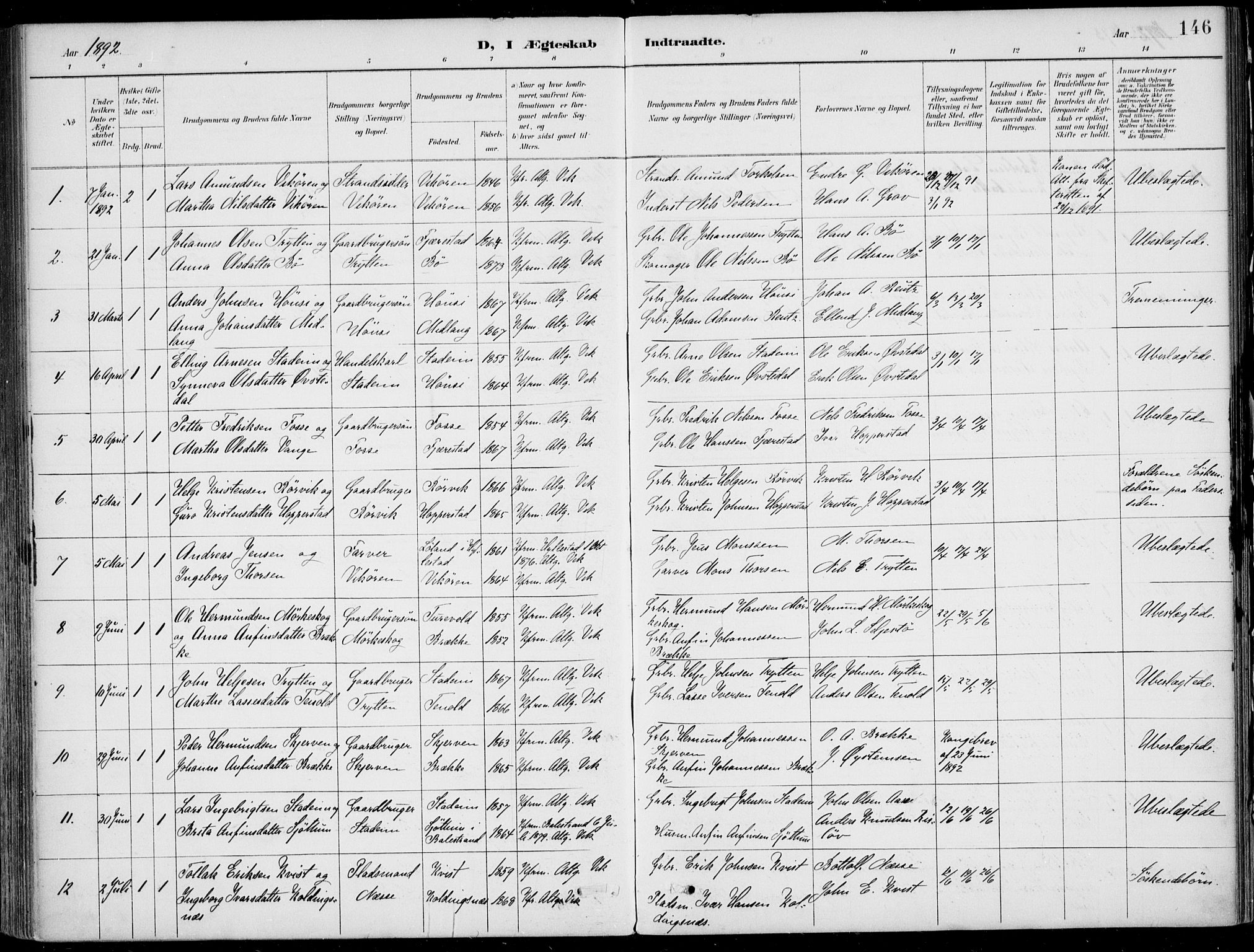 Vik sokneprestembete, AV/SAB-A-81501/H/Haa/Haab/L0002: Parish register (official) no. B  2, 1891-1907, p. 146