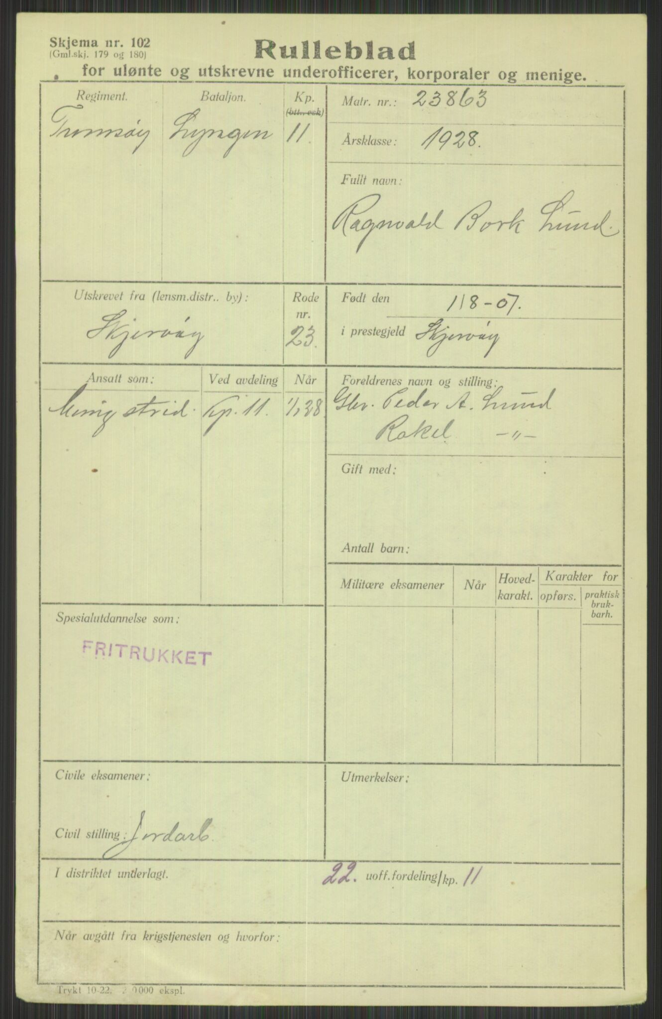 Forsvaret, Troms infanteriregiment nr. 16, AV/RA-RAFA-3146/P/Pa/L0013/0003: Rulleblad / Rulleblad for regimentets menige mannskaper, årsklasse 1928, 1928, p. 463