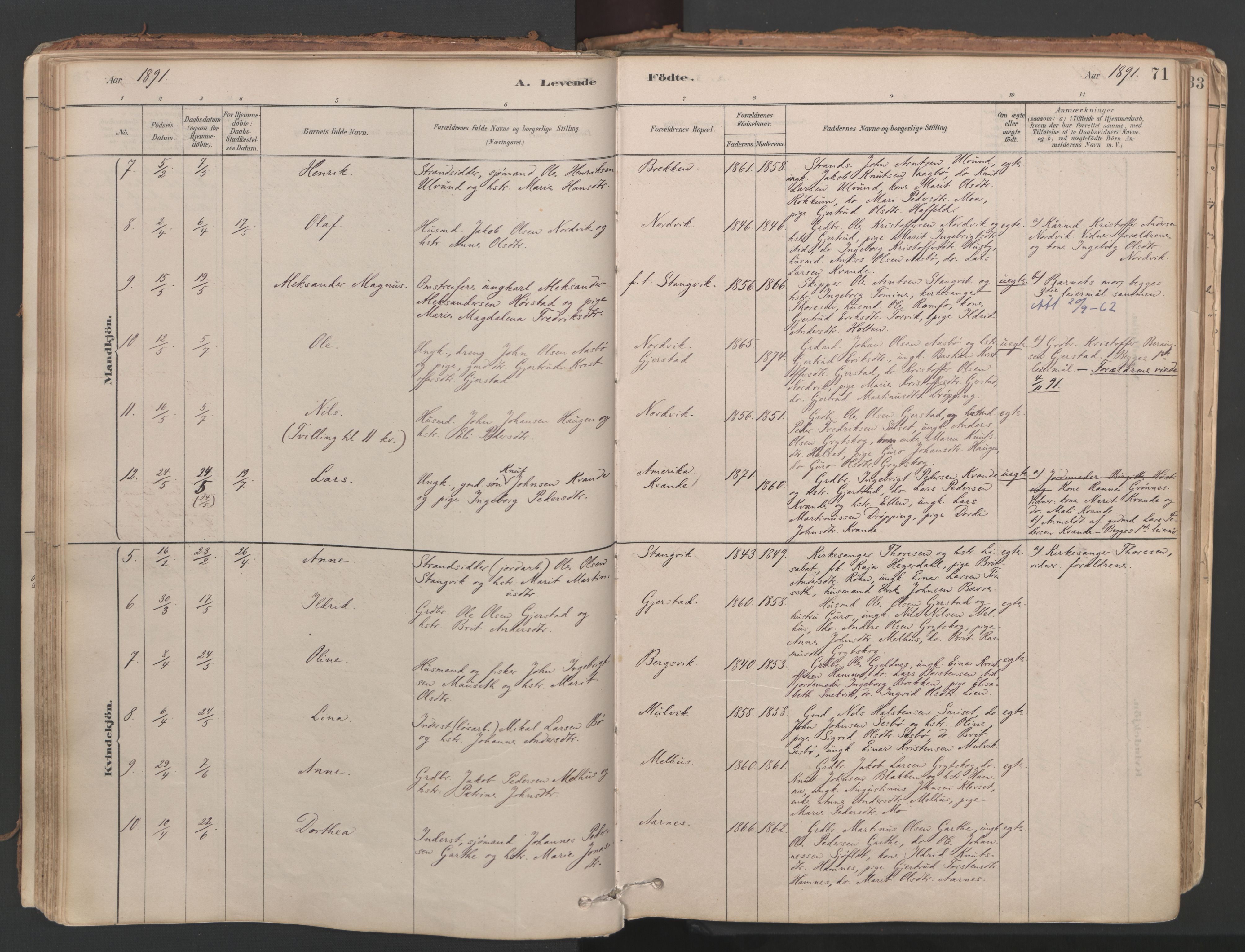 Ministerialprotokoller, klokkerbøker og fødselsregistre - Møre og Romsdal, AV/SAT-A-1454/592/L1029: Parish register (official) no. 592A07, 1879-1902, p. 71