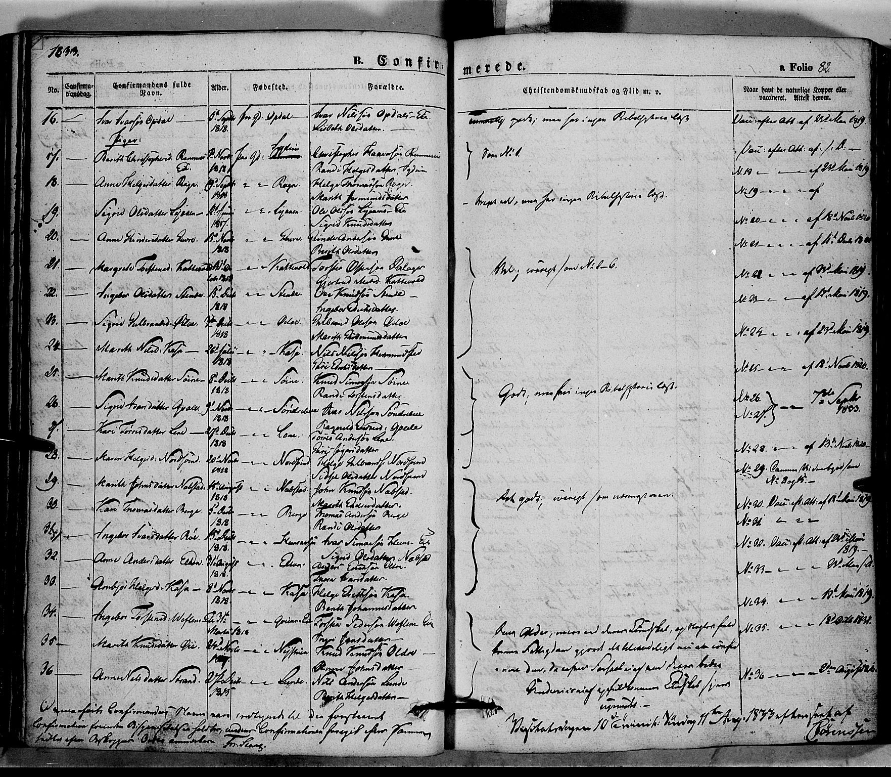 Vang prestekontor, Valdres, SAH/PREST-140/H/Ha/L0005: Parish register (official) no. 5, 1831-1845, p. 82