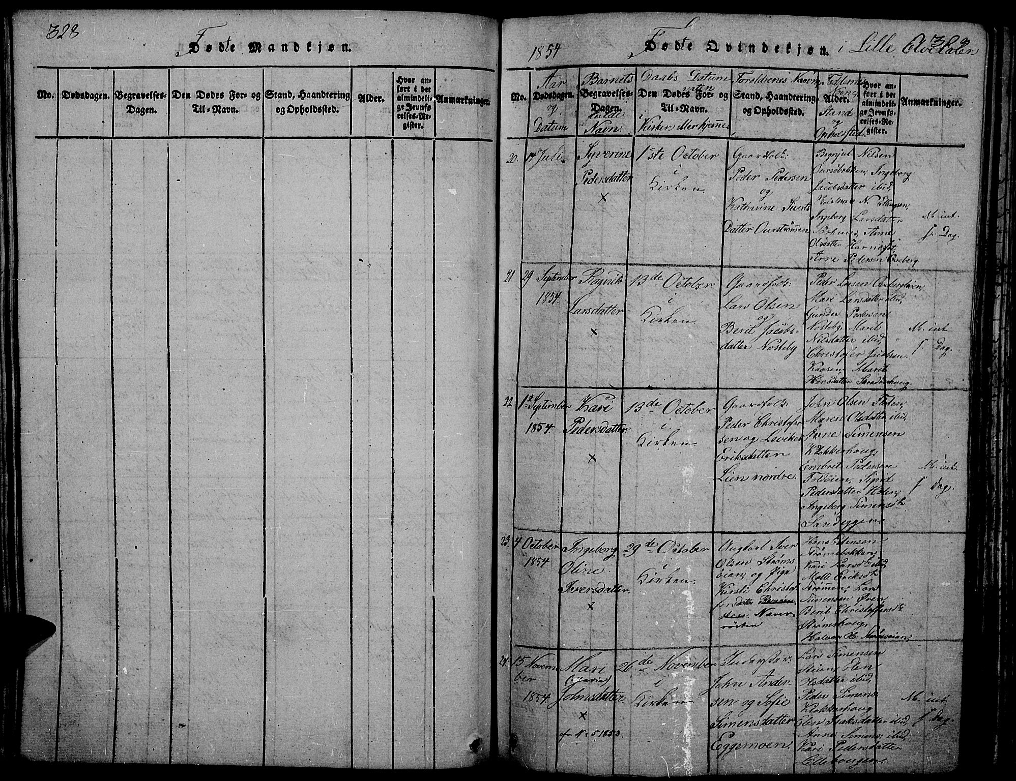 Tynset prestekontor, SAH/PREST-058/H/Ha/Hab/L0002: Parish register (copy) no. 2, 1814-1862, p. 328-329