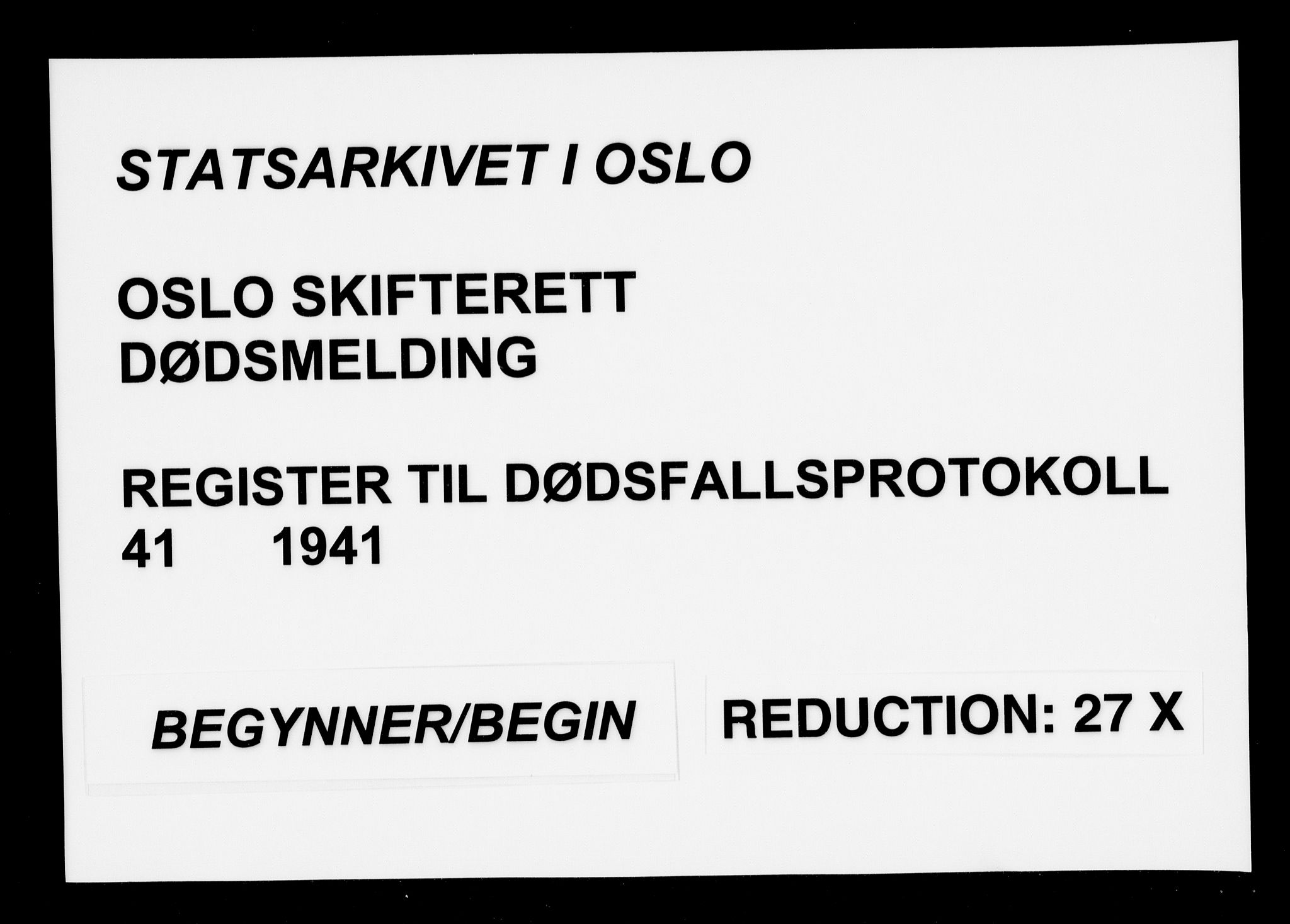 Oslo skifterett, AV/SAO-A-10383/F/Fa/Faa/L0041: Register til dødsfallsprotokollene, 1941