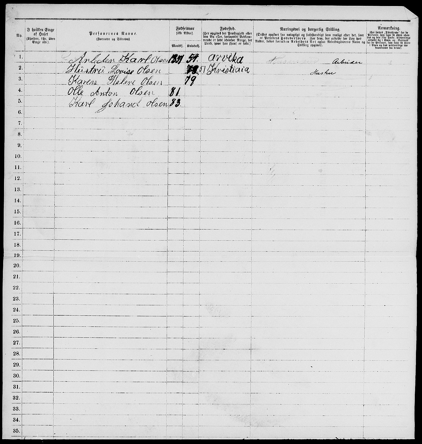 RA, 1885 census for 0301 Kristiania, 1885, p. 6341