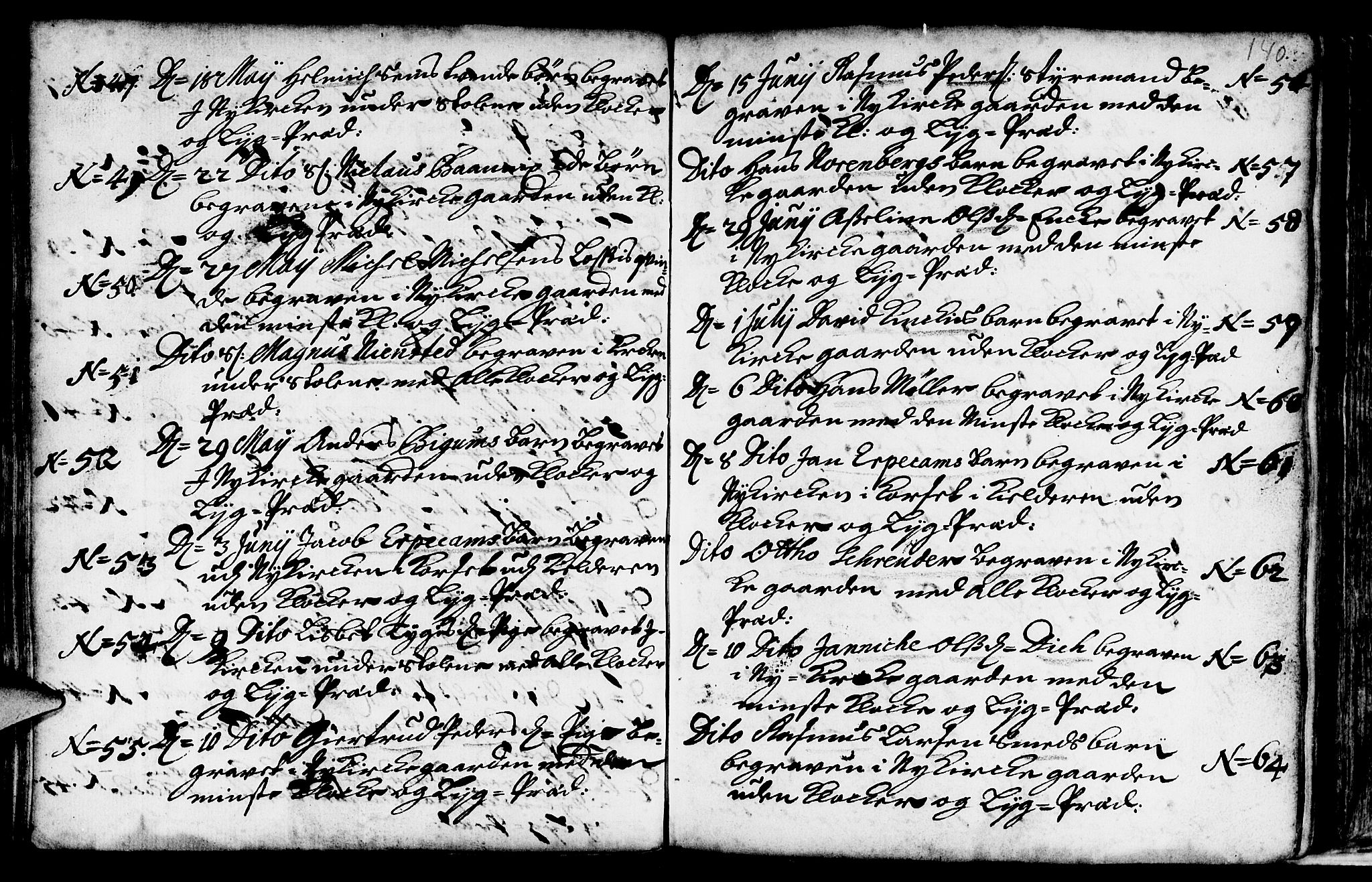 Nykirken Sokneprestembete, SAB/A-77101/H/Haa/L0009: Parish register (official) no. A 9, 1689-1759, p. 140