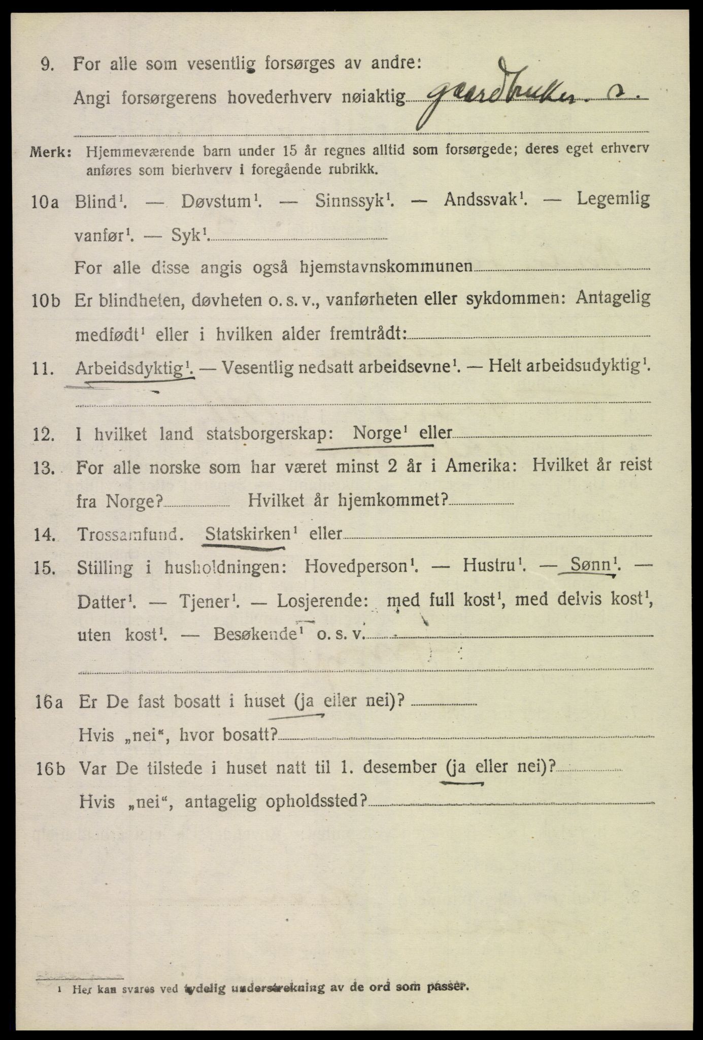 SAH, 1920 census for Nordre Land, 1920, p. 2440