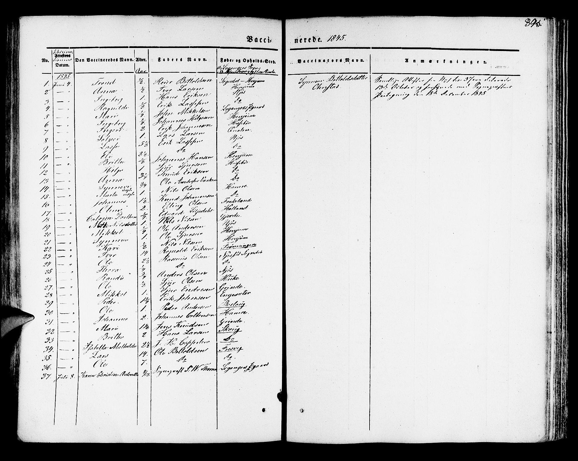 Leikanger sokneprestembete, AV/SAB-A-81001/H/Haa/Haaa/L0007: Parish register (official) no. A 7, 1838-1851, p. 395