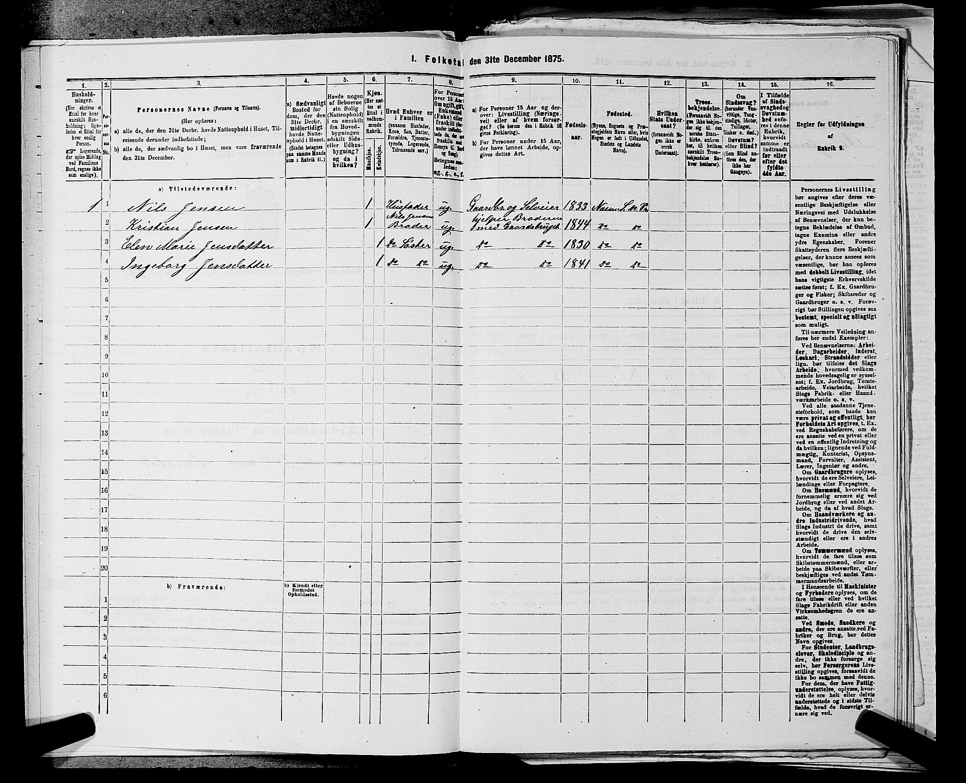 RA, 1875 census for 0238P Nannestad, 1875, p. 333