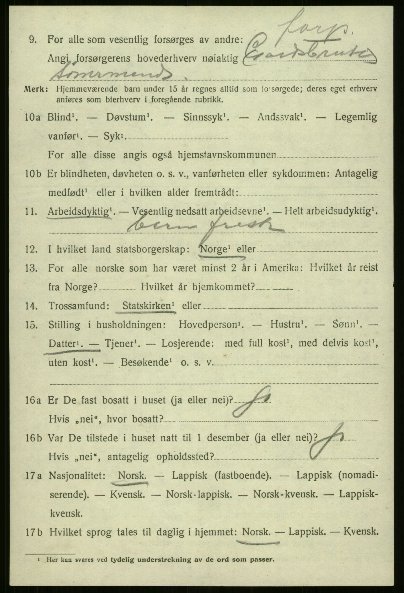 SATØ, 1920 census for Nordreisa, 1920, p. 2154