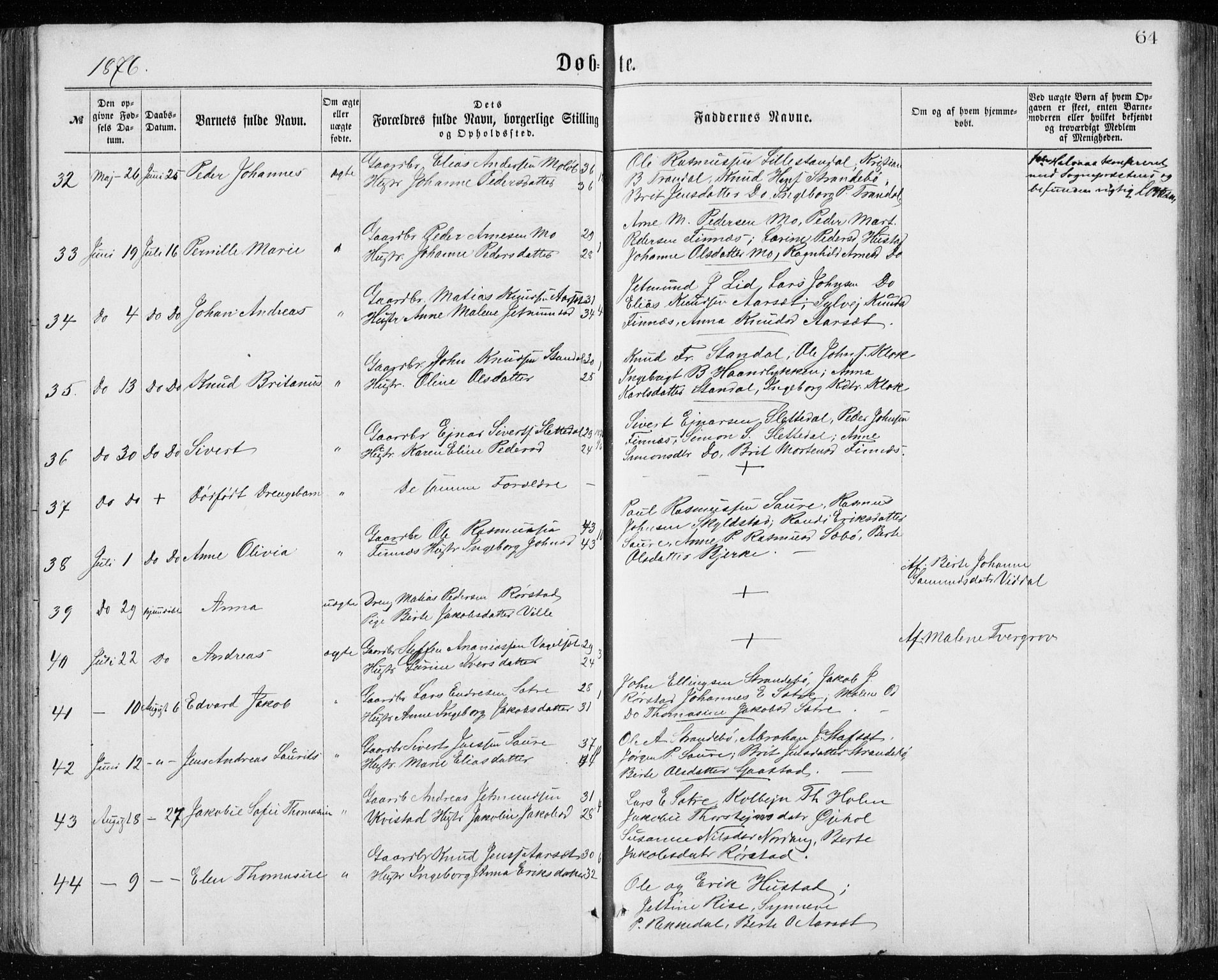 Ministerialprotokoller, klokkerbøker og fødselsregistre - Møre og Romsdal, AV/SAT-A-1454/515/L0214: Parish register (copy) no. 515C01, 1865-1883, p. 64