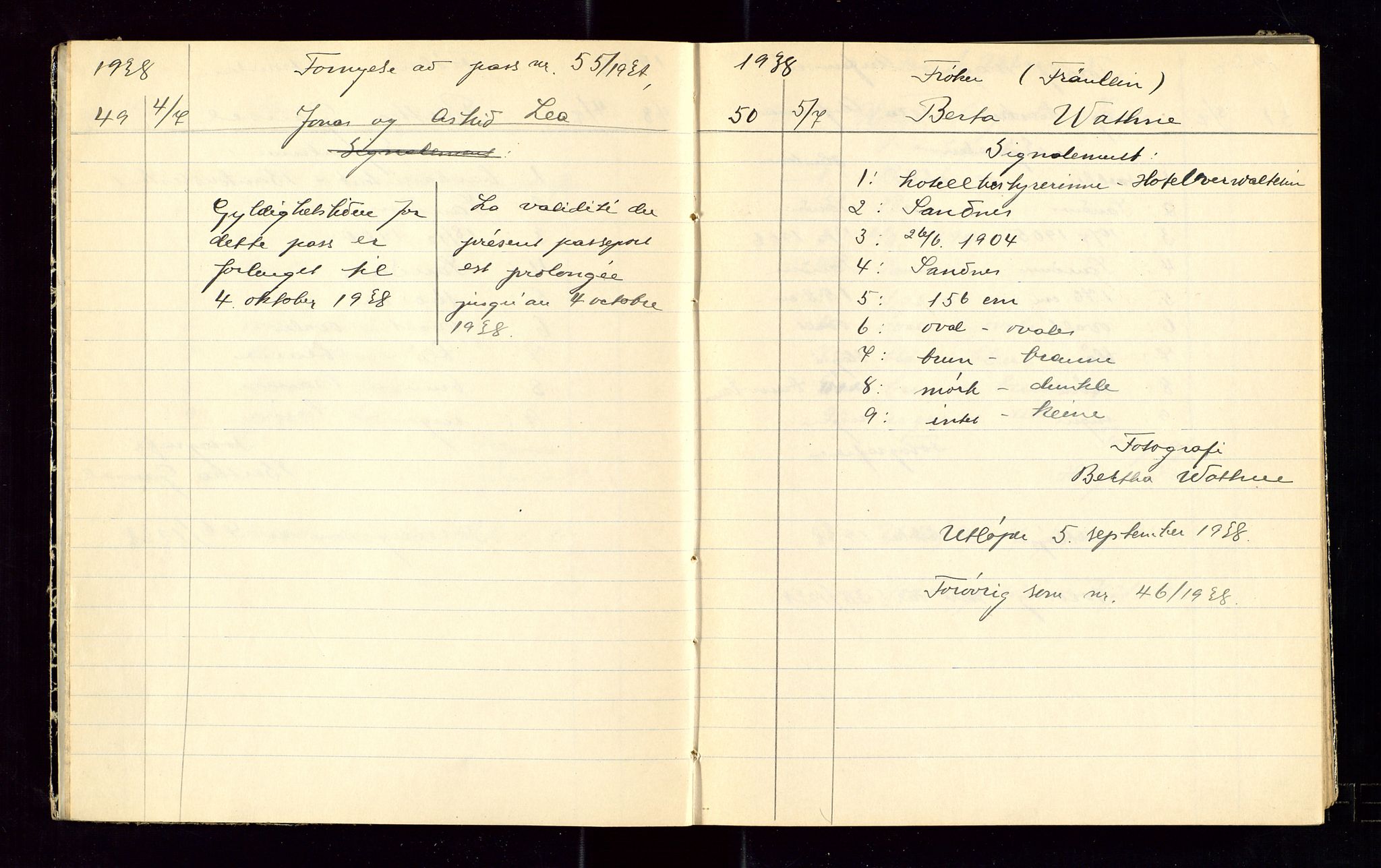 Sandnes politikammer, AV/SAST-A-100446/K/L0006: Passprotokoll, 1938-1943, p. 8