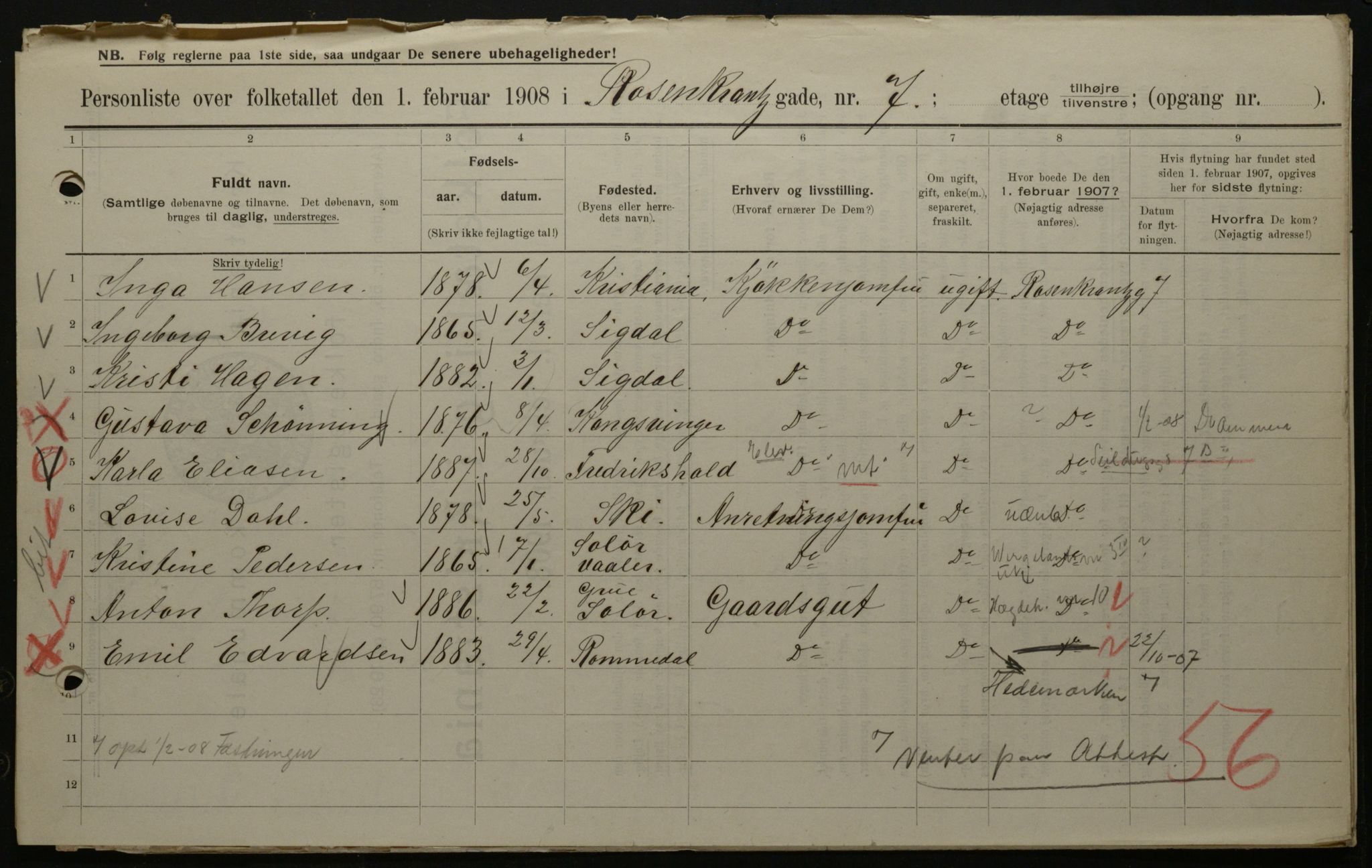 OBA, Municipal Census 1908 for Kristiania, 1908, p. 75352