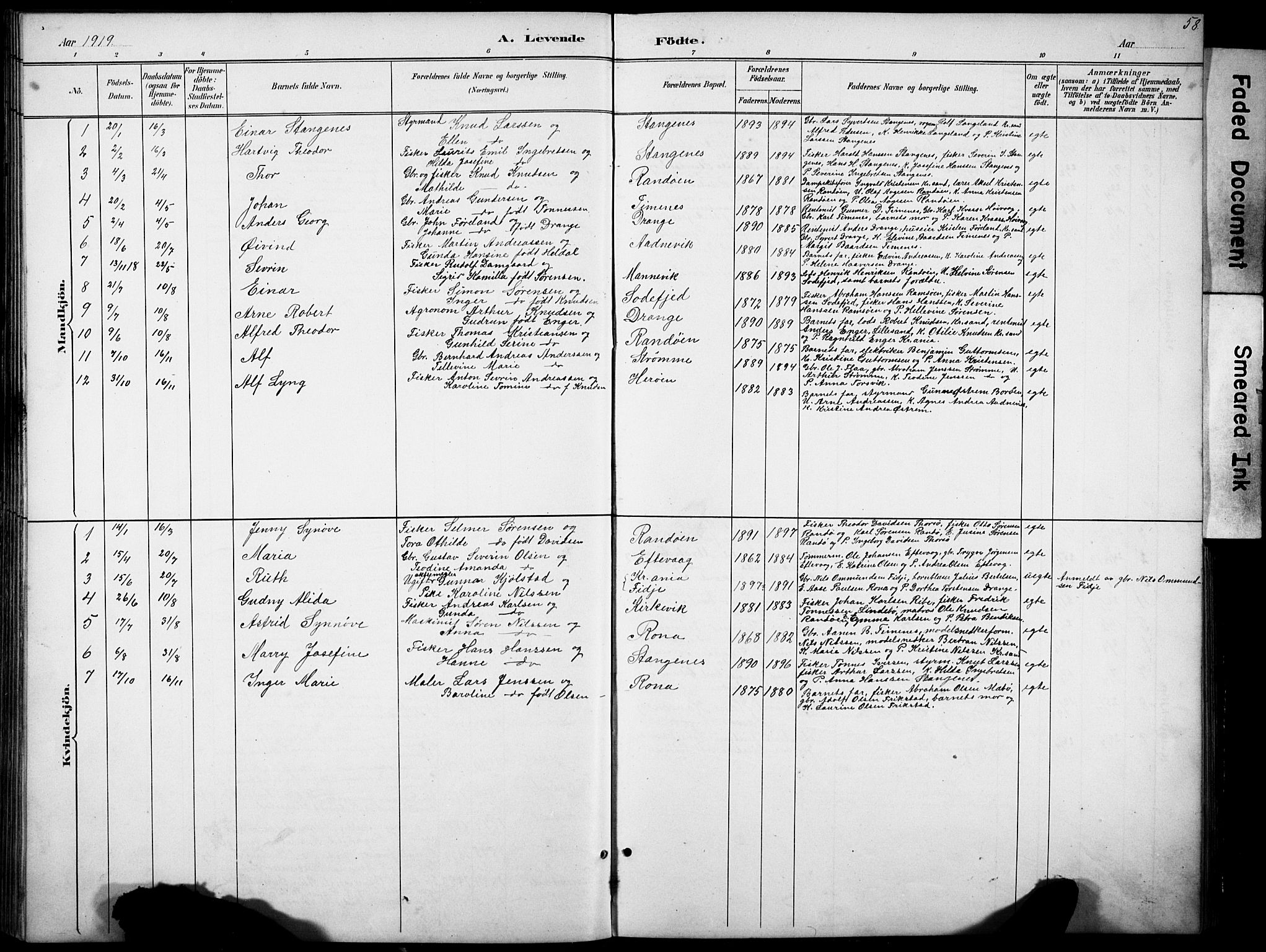 Oddernes sokneprestkontor, SAK/1111-0033/F/Fb/Fbb/L0002: Parish register (copy) no. B 2, 1889-1933, p. 58