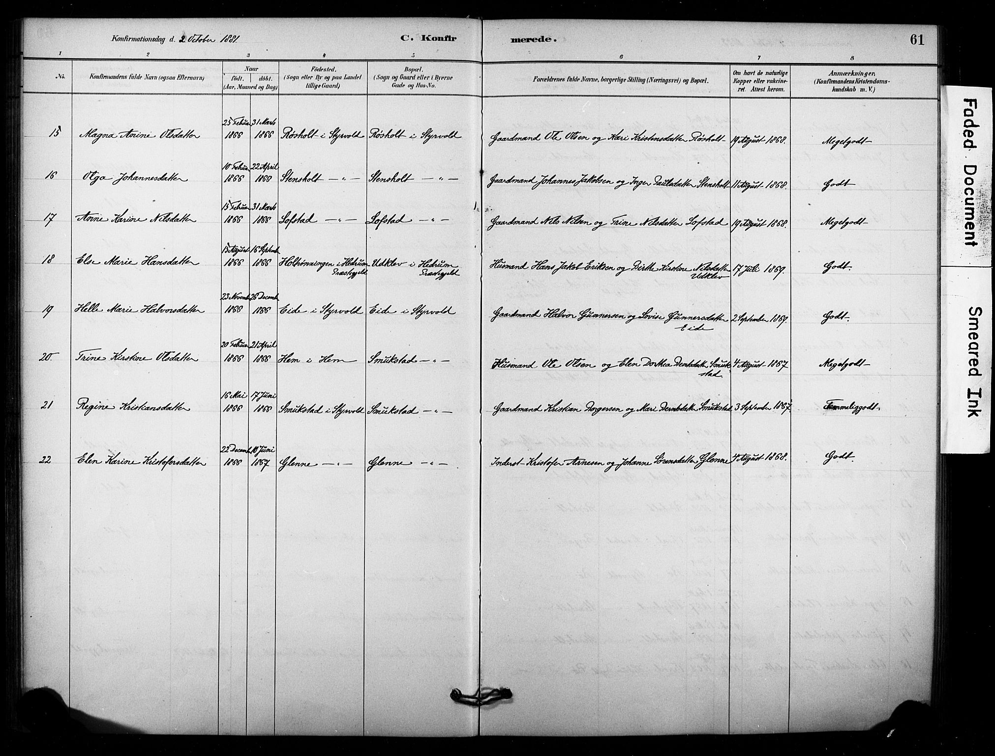 Lardal kirkebøker, AV/SAKO-A-350/F/Fd/L0001: Parish register (official) no. IV 1, 1881-1907, p. 61