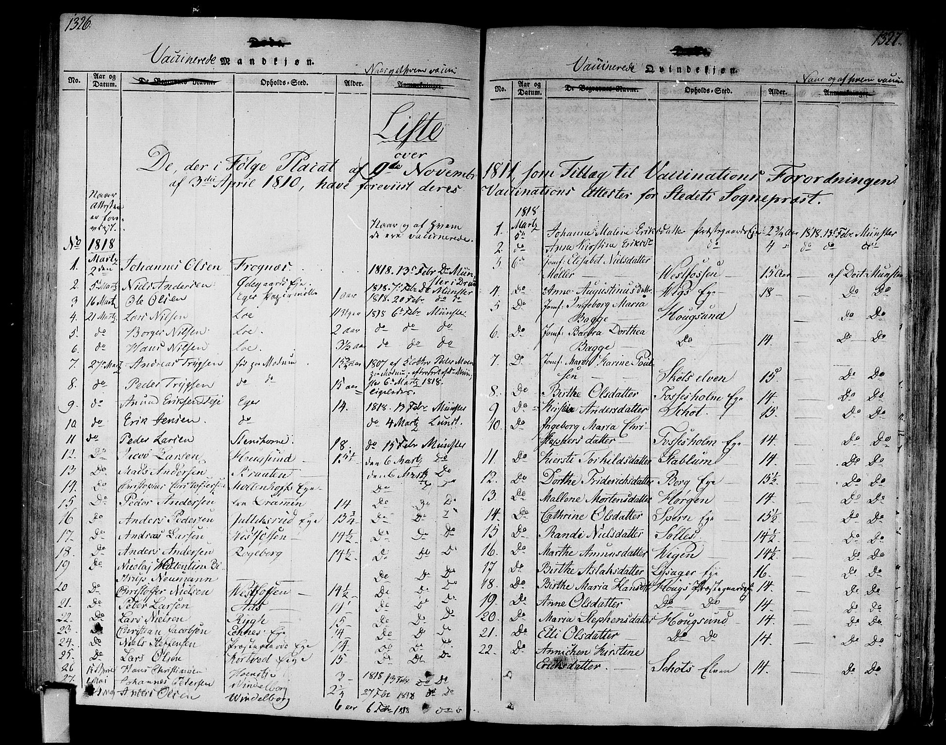 Eiker kirkebøker, SAKO/A-4/F/Fa/L0010: Parish register (official) no. I 10, 1806-1815, p. 1326-1327
