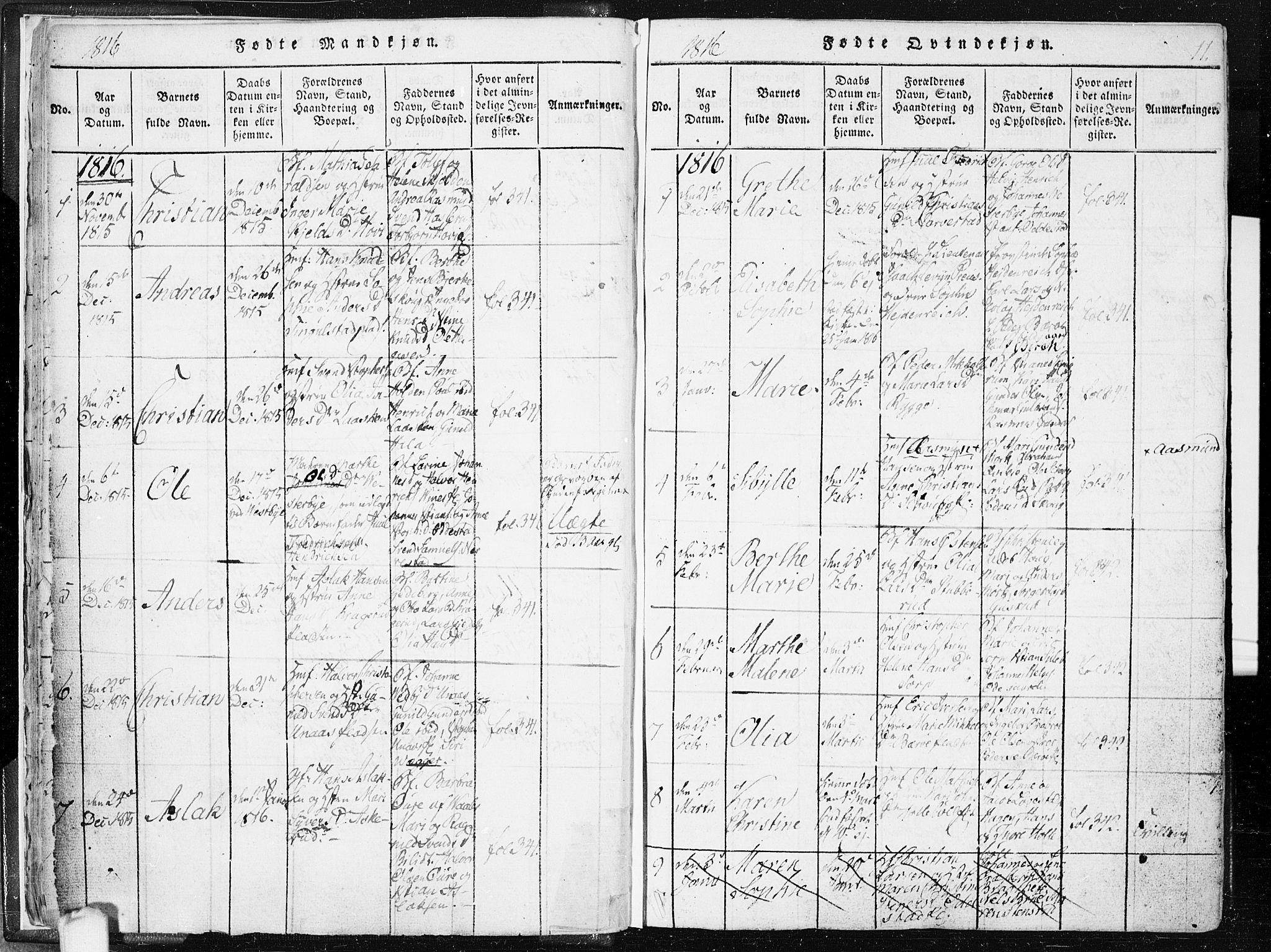 Hobøl prestekontor Kirkebøker, AV/SAO-A-2002/F/Fa/L0002: Parish register (official) no. I 2, 1814-1841, p. 11