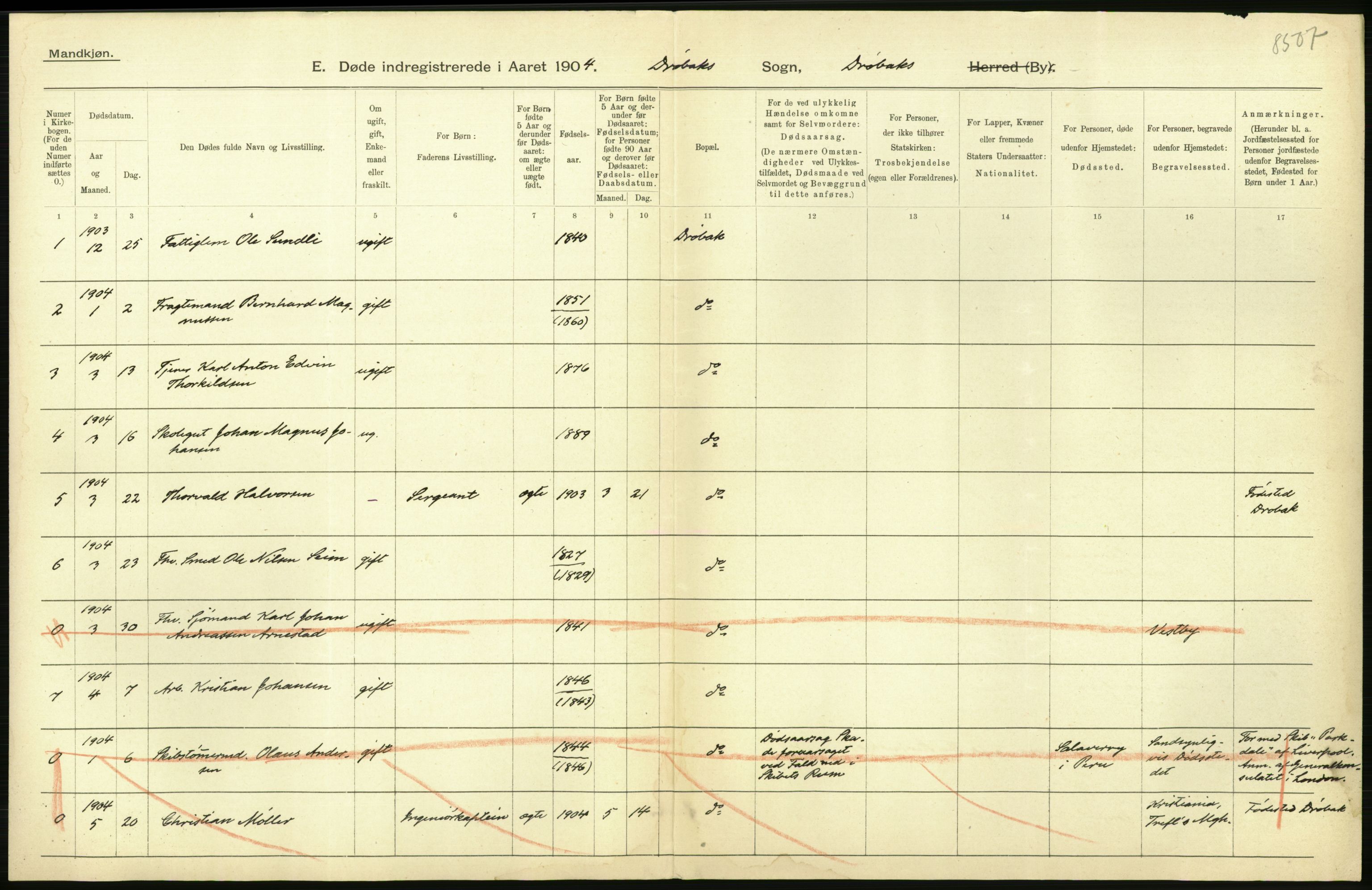 Statistisk sentralbyrå, Sosiodemografiske emner, Befolkning, AV/RA-S-2228/D/Df/Dfa/Dfab/L0002: Akershus amt: Fødte, gifte, døde, 1904, p. 802