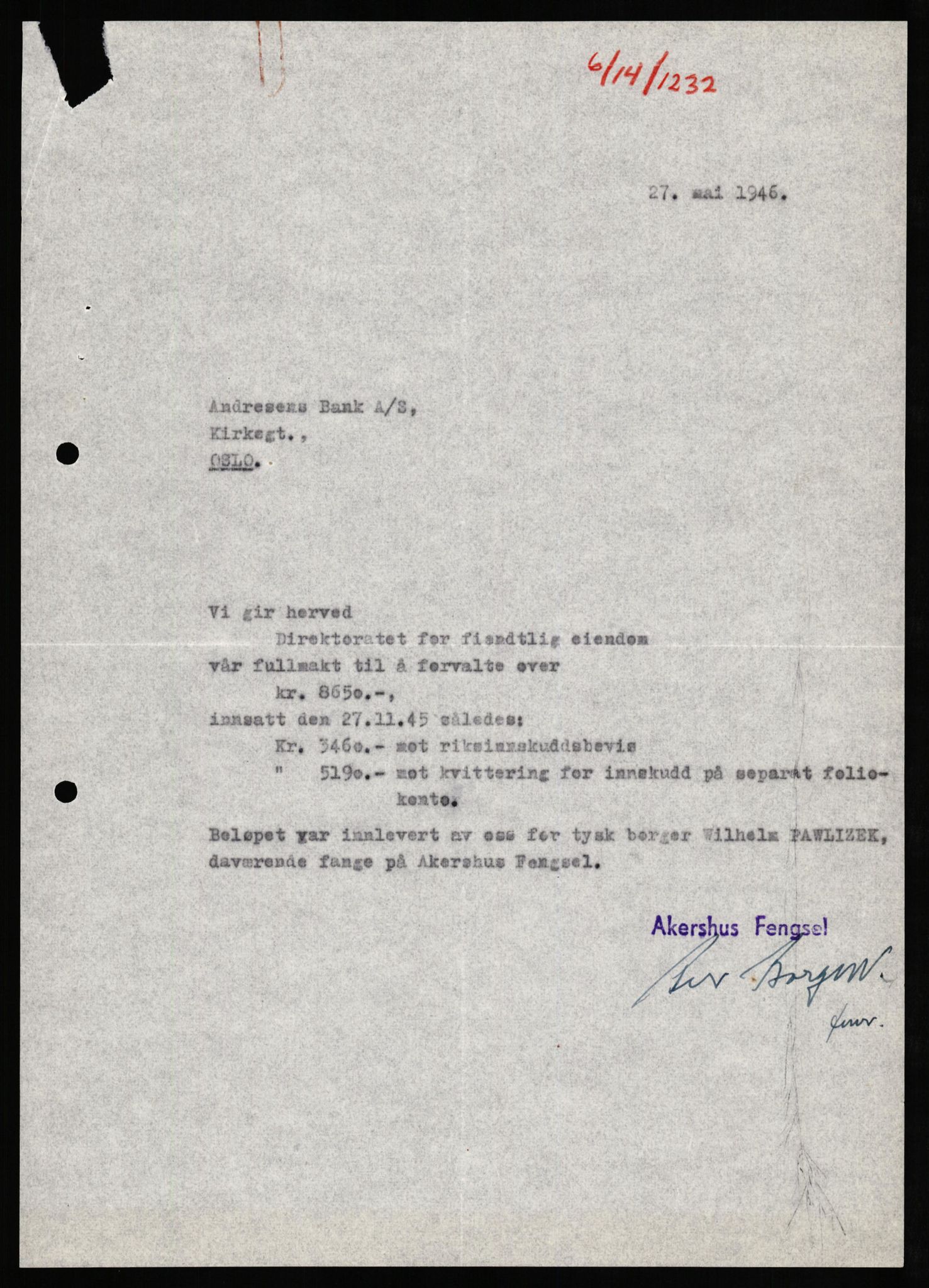 Forsvaret, Forsvarets overkommando II, AV/RA-RAFA-3915/D/Db/L0025: CI Questionaires. Tyske okkupasjonsstyrker i Norge. Tyskere., 1945-1946, p. 455