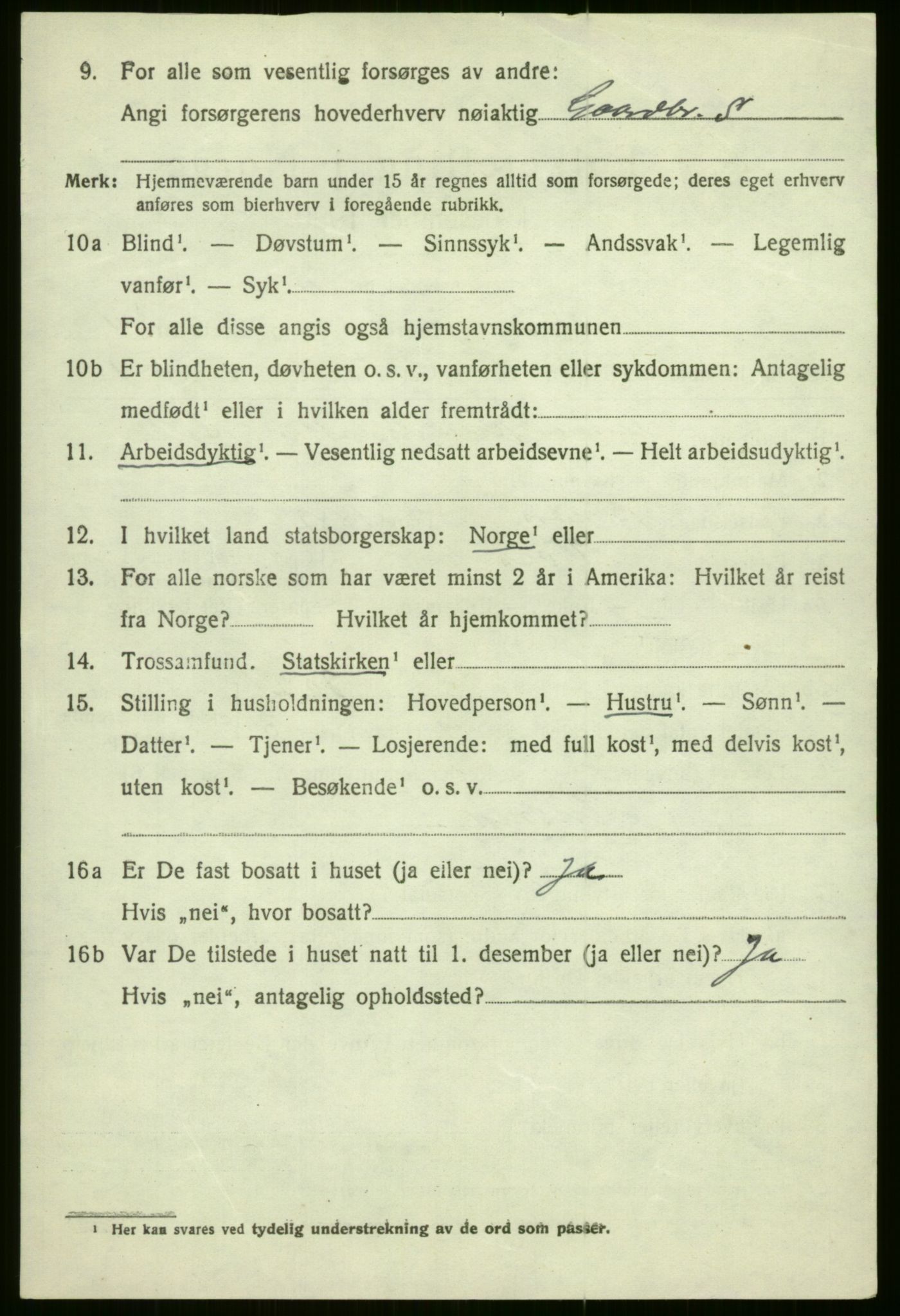 SAB, 1920 census for Voss, 1920, p. 2812