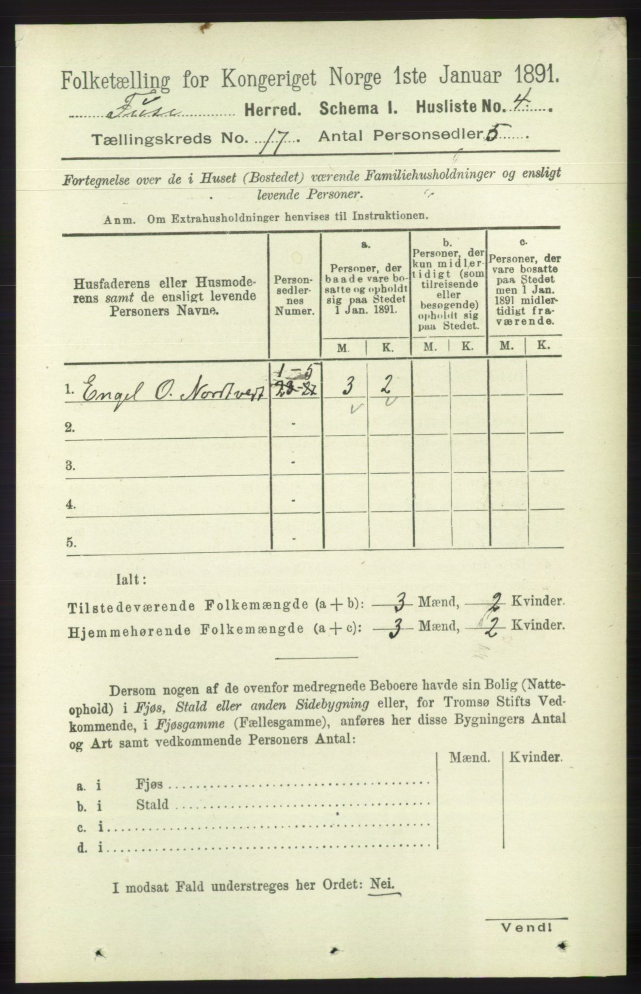 RA, 1891 census for 1241 Fusa, 1891, p. 3758