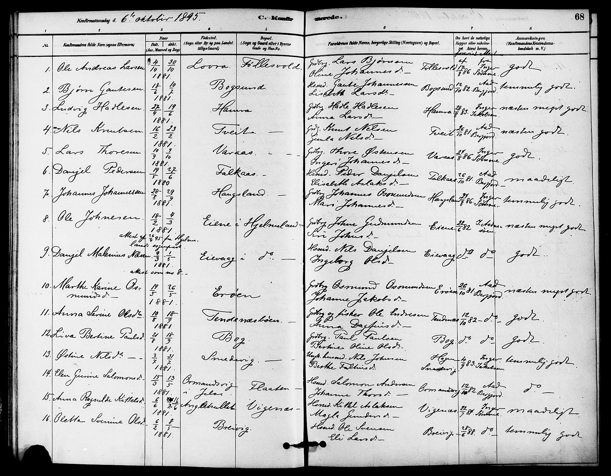 Jelsa sokneprestkontor, SAST/A-101842/01/IV: Parish register (official) no. A 9, 1878-1898, p. 68