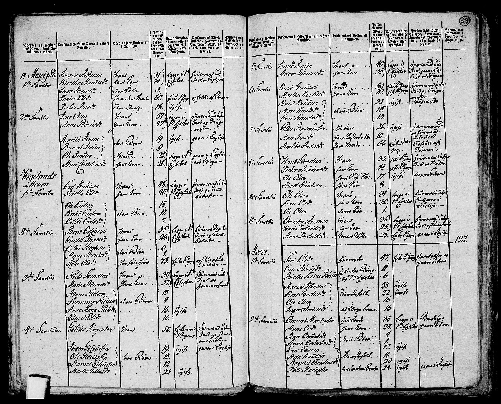 RA, 1801 census for 1012P Oddernes, 1801, p. 38b-39a