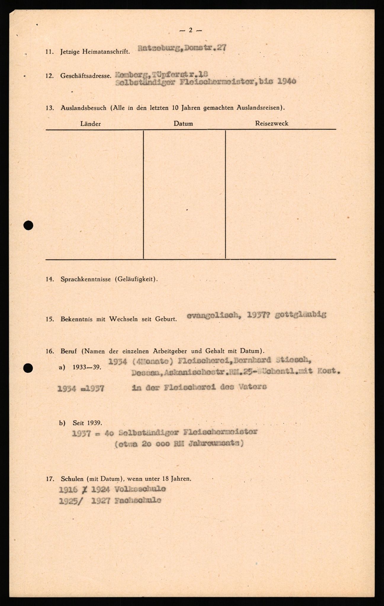 Forsvaret, Forsvarets overkommando II, AV/RA-RAFA-3915/D/Db/L0027: CI Questionaires. Tyske okkupasjonsstyrker i Norge. Tyskere., 1945-1946, p. 334