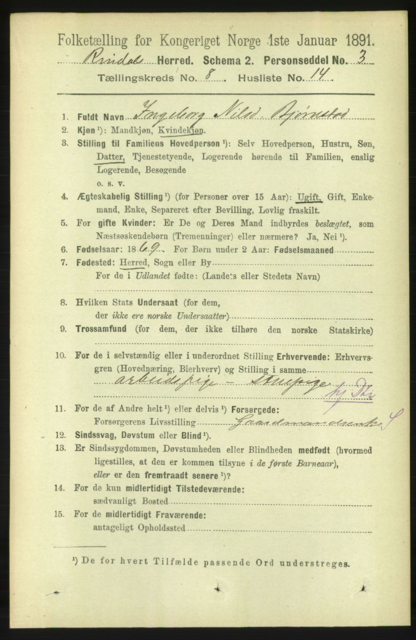 RA, 1891 census for 1567 Rindal, 1891, p. 2572