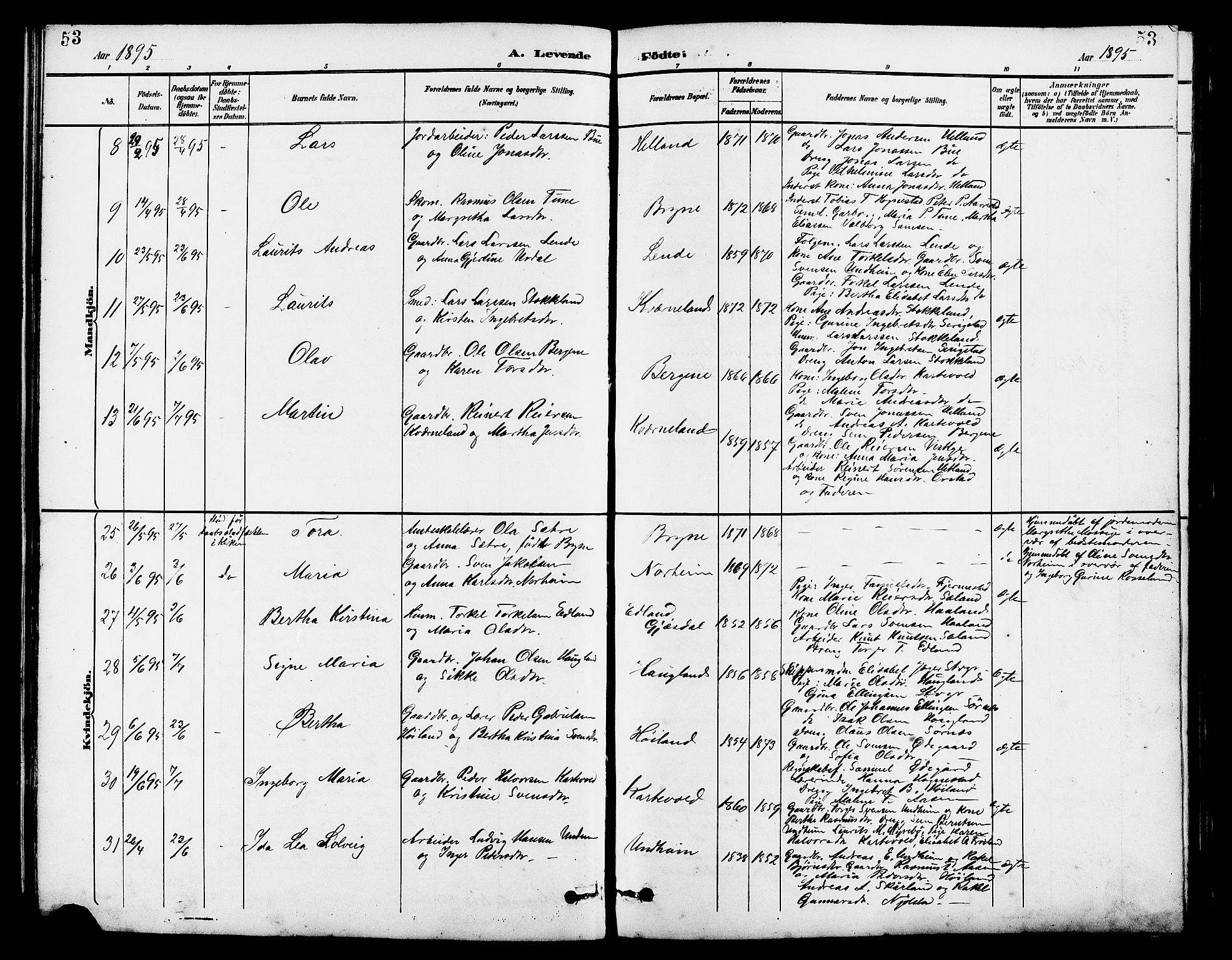 Lye sokneprestkontor, AV/SAST-A-101794/001/30BB/L0007: Parish register (copy) no. B 8, 1889-1909, p. 53