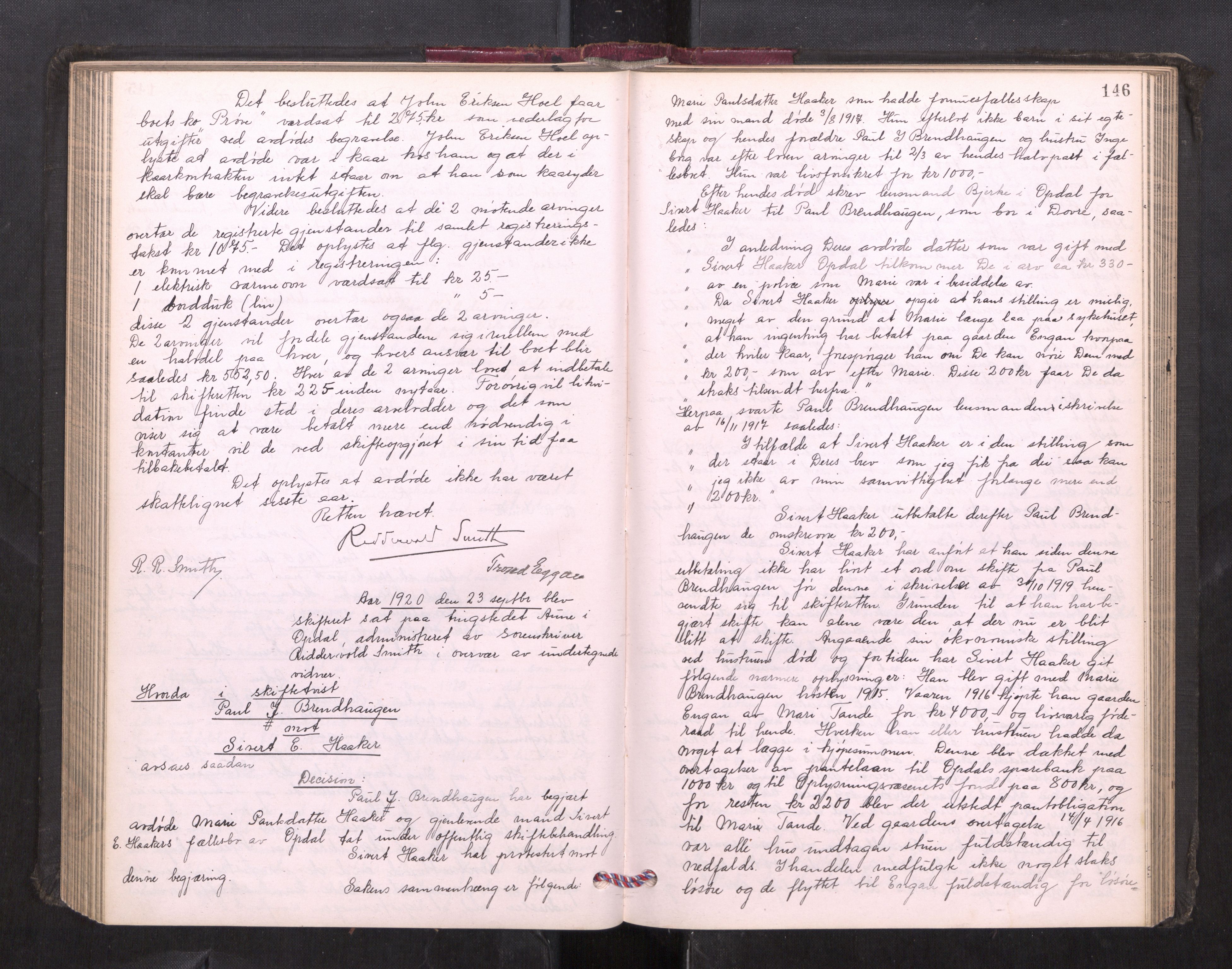 Orkdal sorenskriveri, AV/SAT-A-4169/1/3/3B/L0013: Skiftebehandlingsprotokoll, 1914-1925, p. 145b-146a