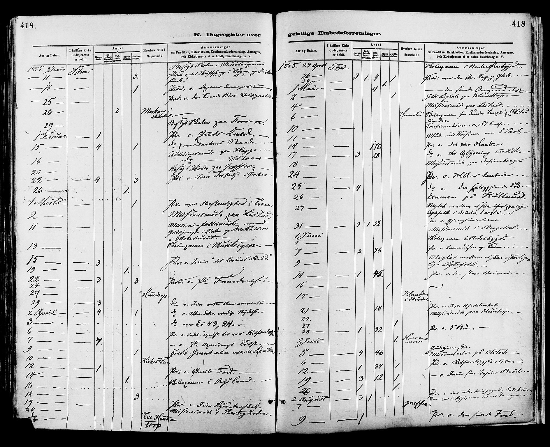 Sør-Fron prestekontor, SAH/PREST-010/H/Ha/Haa/L0003: Parish register (official) no. 3, 1881-1897, p. 418