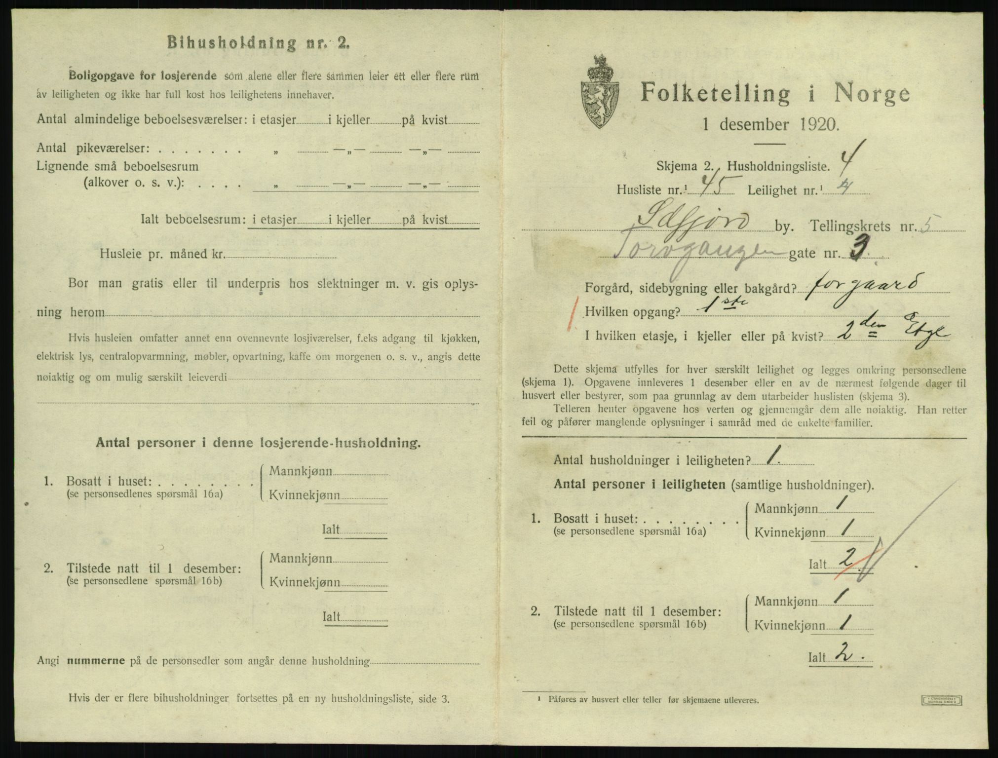 SAKO, 1920 census for Sandefjord, 1920, p. 2618