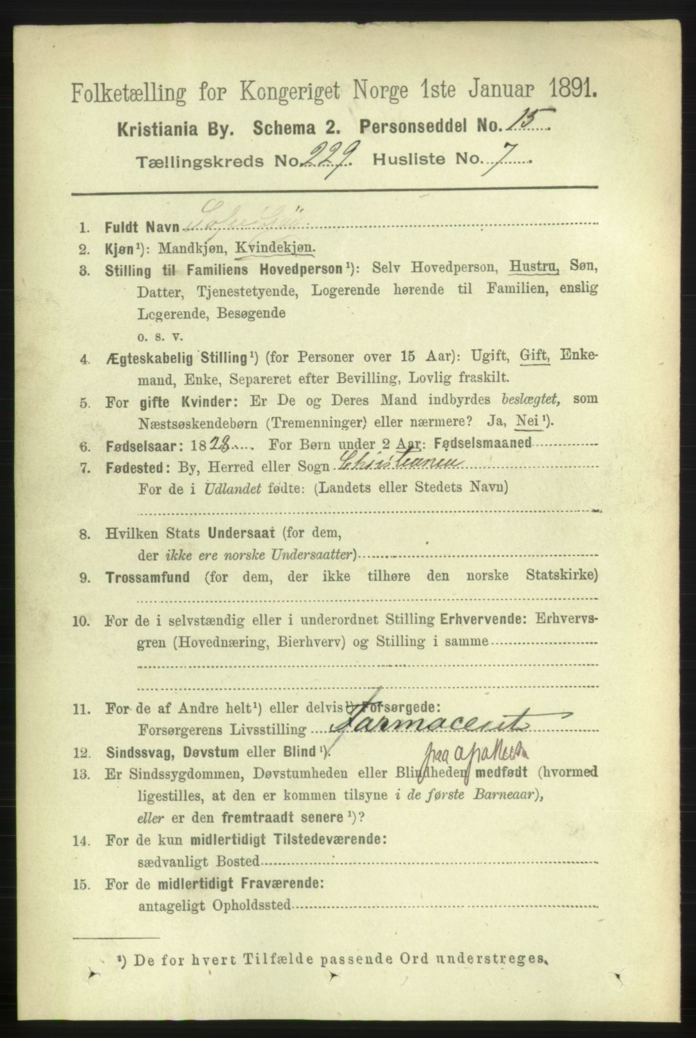 RA, 1891 census for 0301 Kristiania, 1891, p. 140571