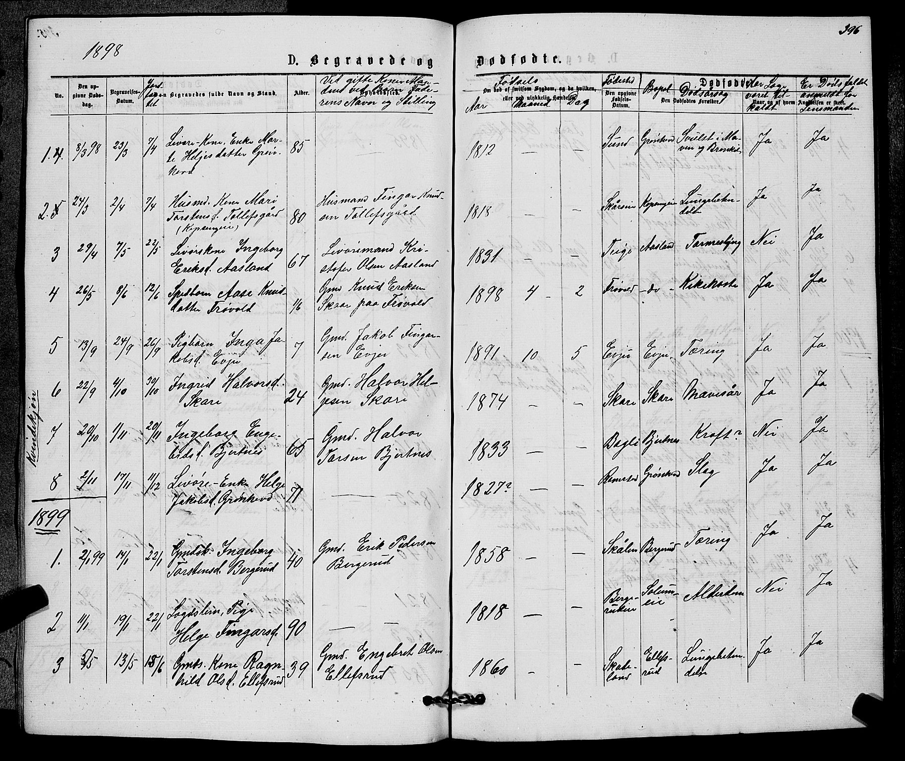 Sigdal kirkebøker, SAKO/A-245/G/Gb/L0002: Parish register (copy) no. II 2, 1875-1900, p. 396