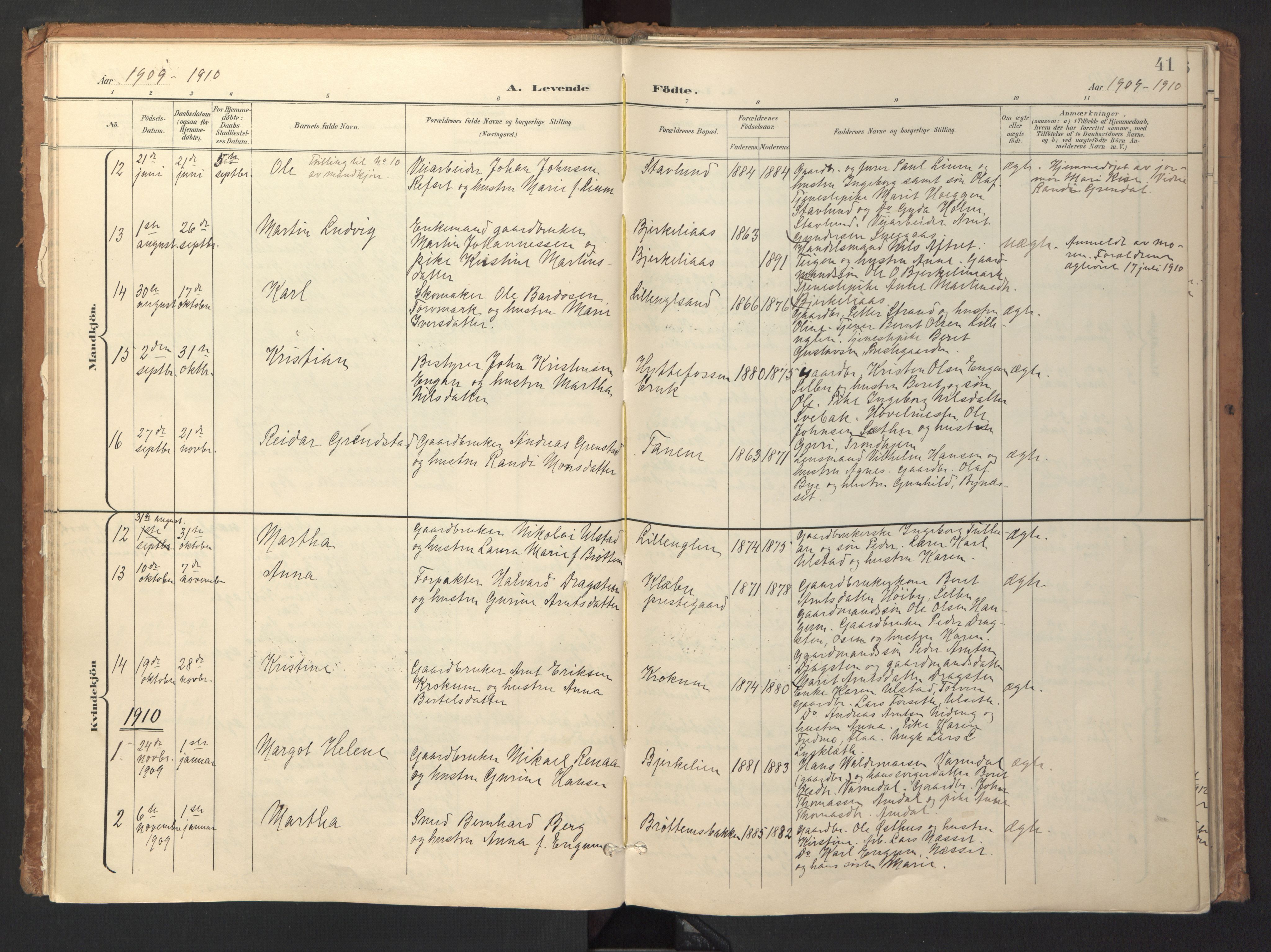 Ministerialprotokoller, klokkerbøker og fødselsregistre - Sør-Trøndelag, SAT/A-1456/618/L0448: Parish register (official) no. 618A11, 1898-1916, p. 41