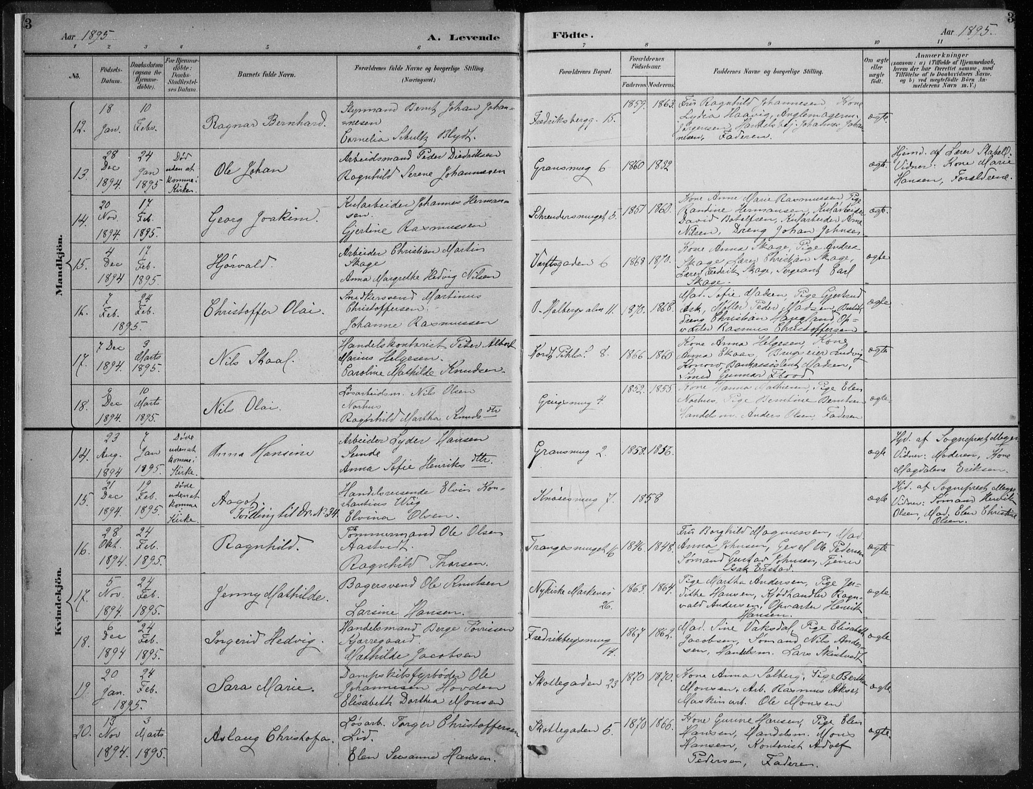 Nykirken Sokneprestembete, AV/SAB-A-77101/H/Haa/L0018: Parish register (official) no. B 6, 1895-1903, p. 3