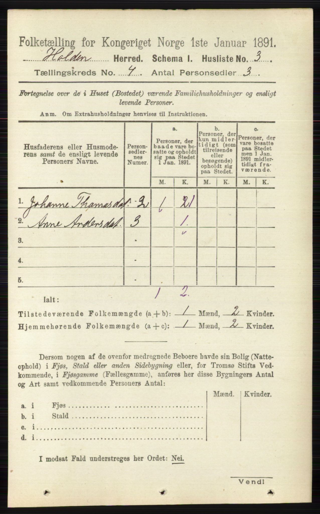 RA, 1891 census for 0819 Holla, 1891, p. 2175